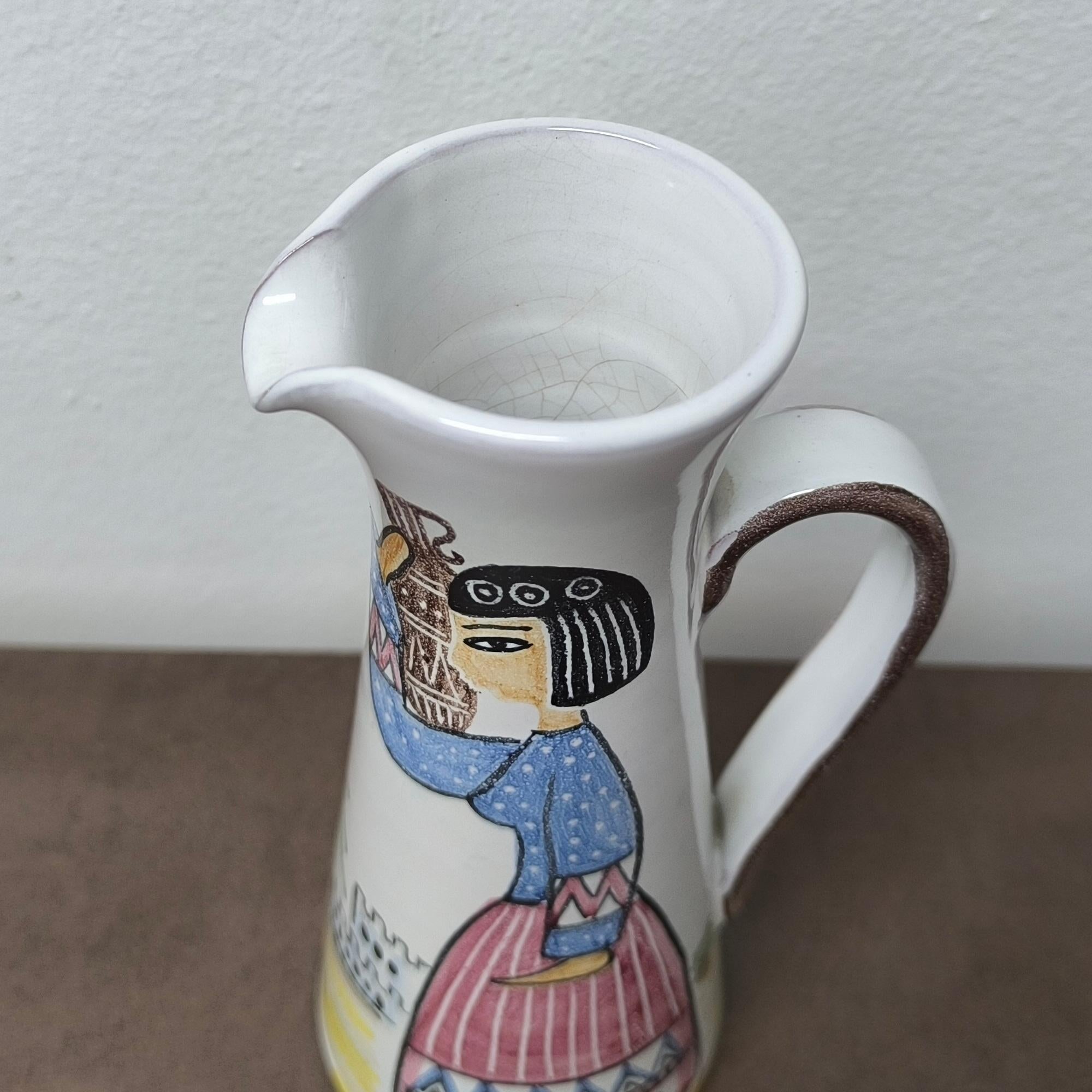 Pichet peint à la main, vase en céramique par Laholm Keramik, Suède, années 1960 Trouvaille rare ! en vente 1