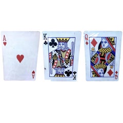 Vintage Hand-Painted Playing Cards on Wood