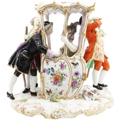 Hand Painted Porcelain, 2 Valets and a Couple, 19th Century, Vienna, Austria