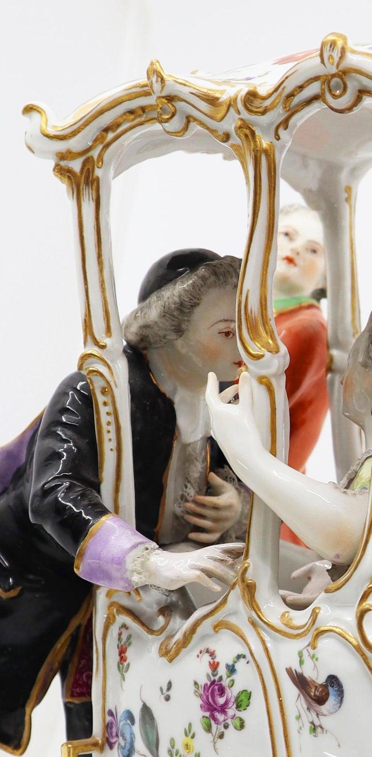 Hand Painted Porcelain, 2 Valets and a Couple, 19th Century, Vienna, Austria For Sale 7