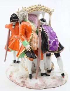 Hand Painted Porcelain, 2 Valets and a Couple, 19th Century, Vienna, Austria