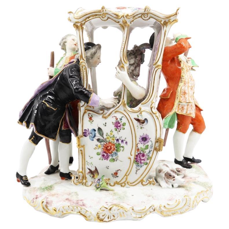 Hand Painted Porcelain, 2 Valets and a Couple, 19th Century, Vienna, Austria For Sale