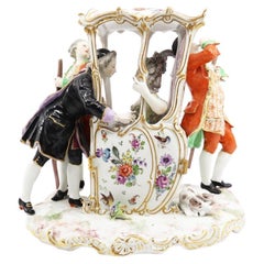 Antique Hand Painted Porcelain, 2 Valets and a Couple, 19th Century, Vienna, Austria