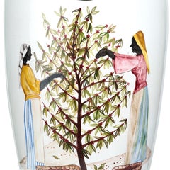 Hand Painted Porcelain and Brass Coffee Bean Dispenser