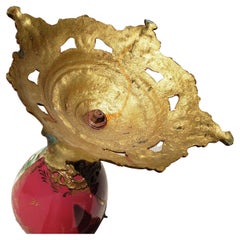 Hand Painted Porcelain and Brass Mounted Ewers, a Pair