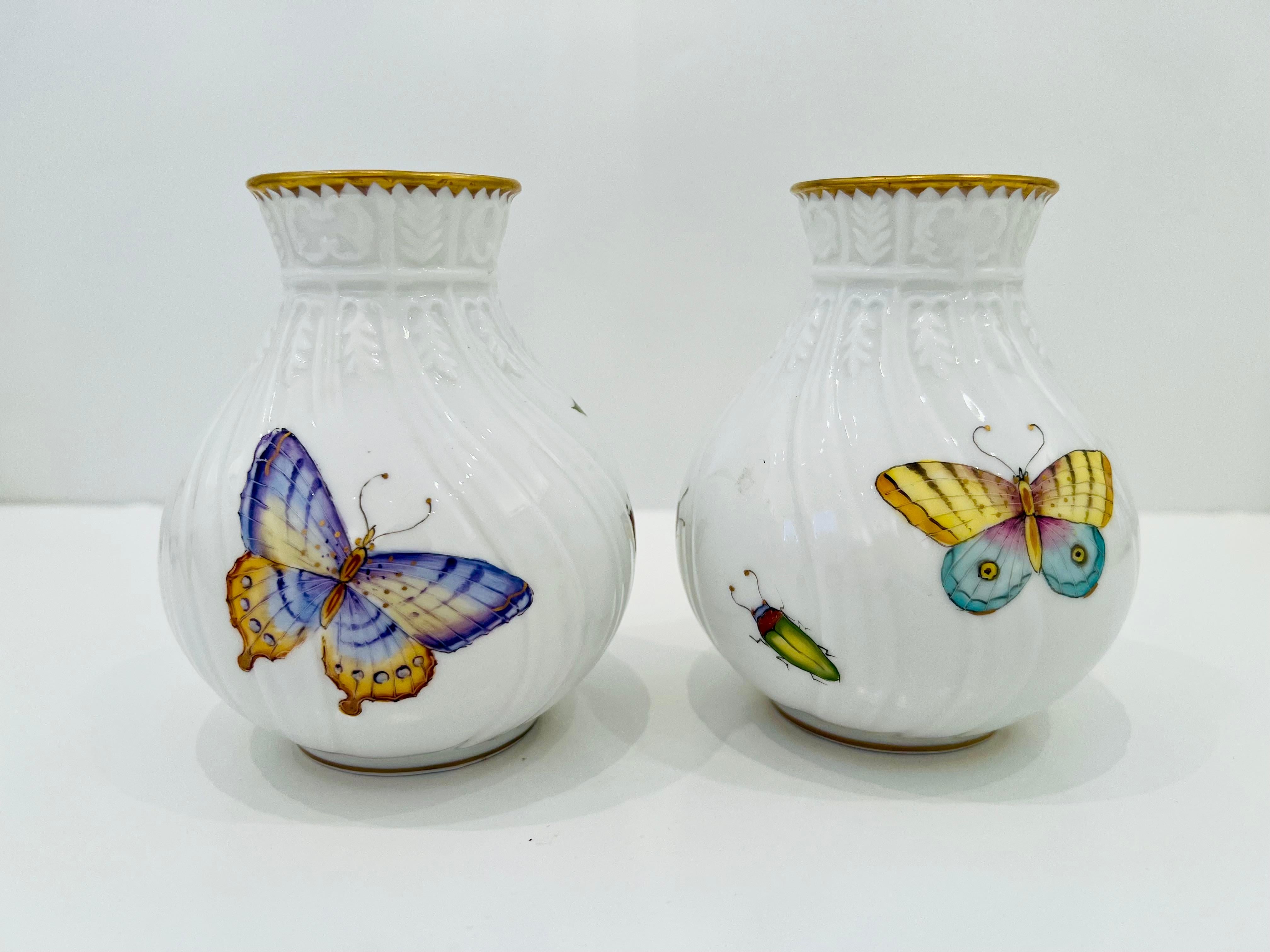Hungarian Hand Painted Porcelain Bud Vases Designed by Anna Weatherley For Sale