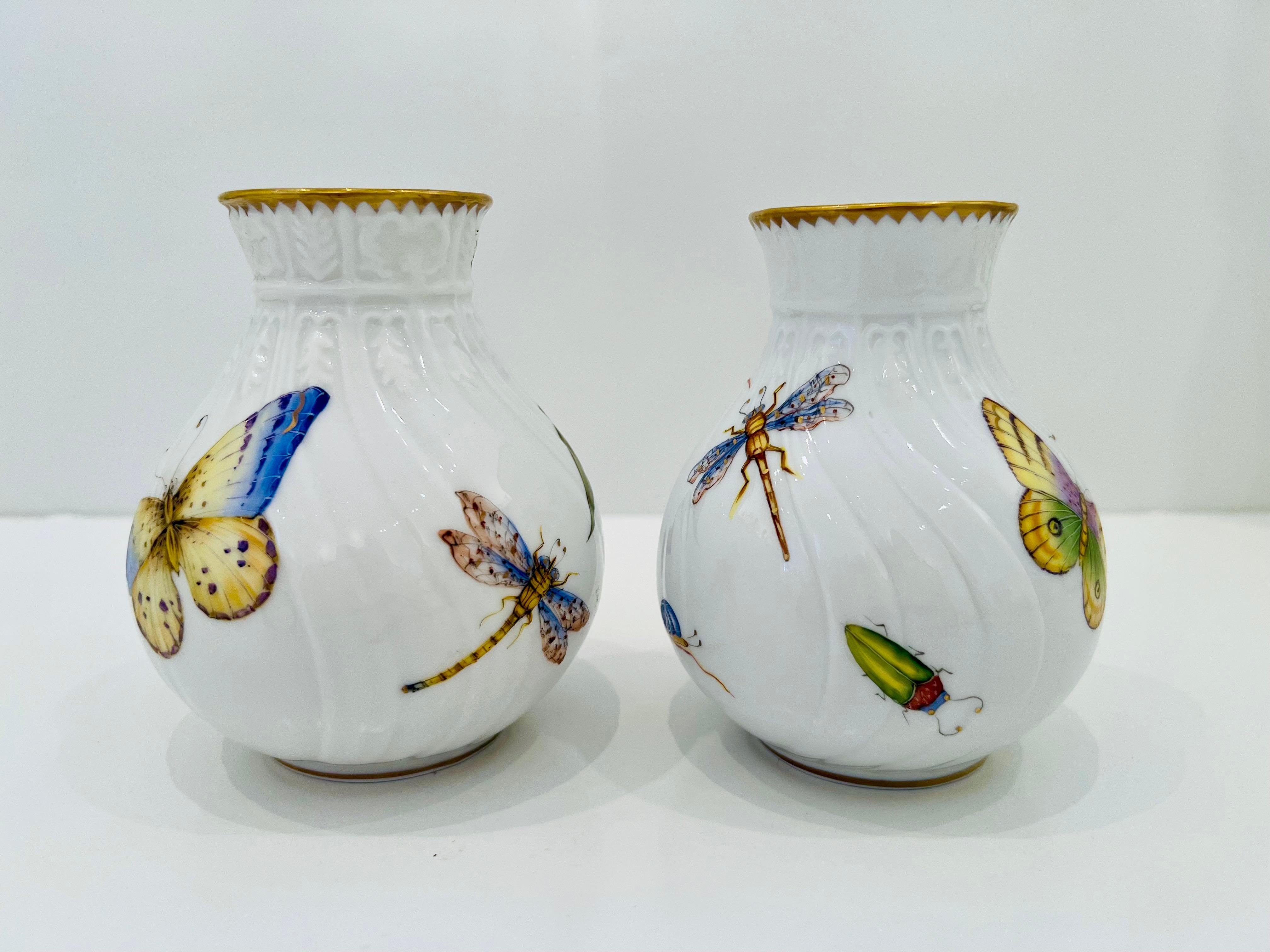 Hand-Painted Hand Painted Porcelain Bud Vases Designed by Anna Weatherley For Sale