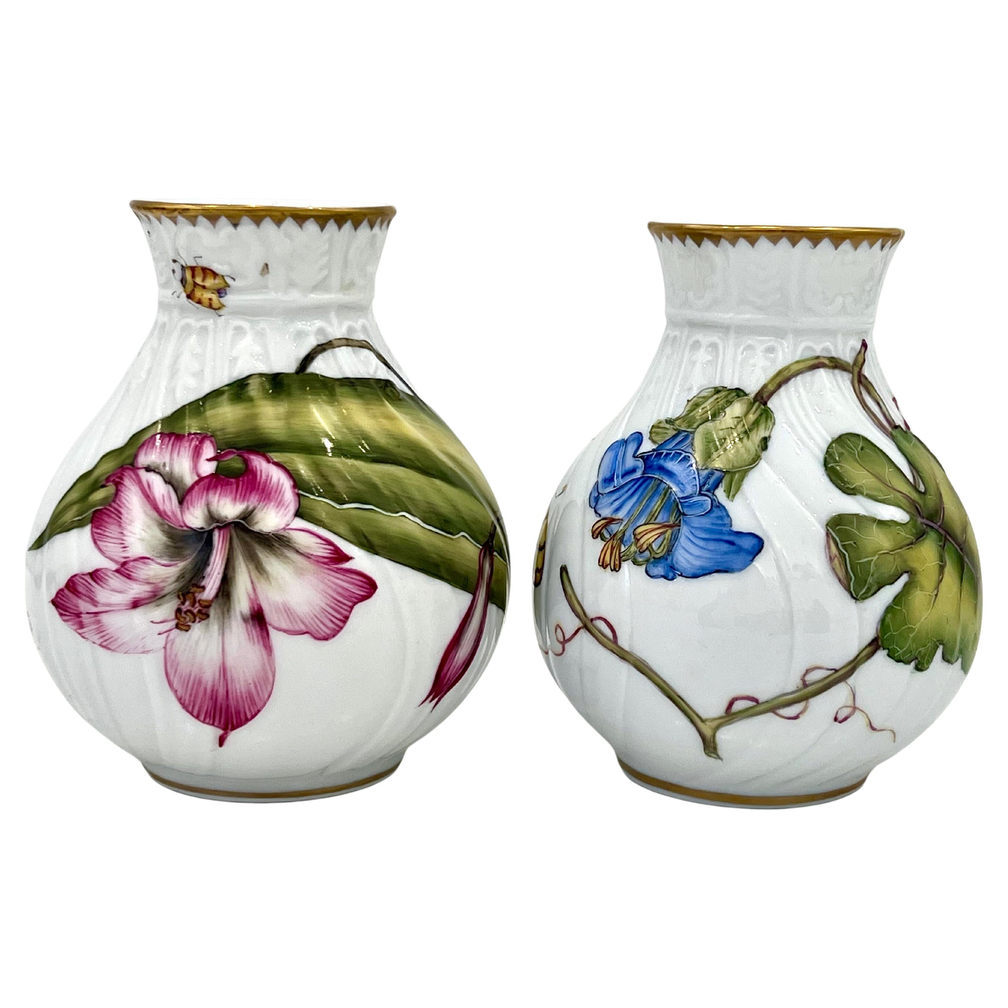 Hand Painted Porcelain Bud Vases Designed by Anna Weatherley For Sale