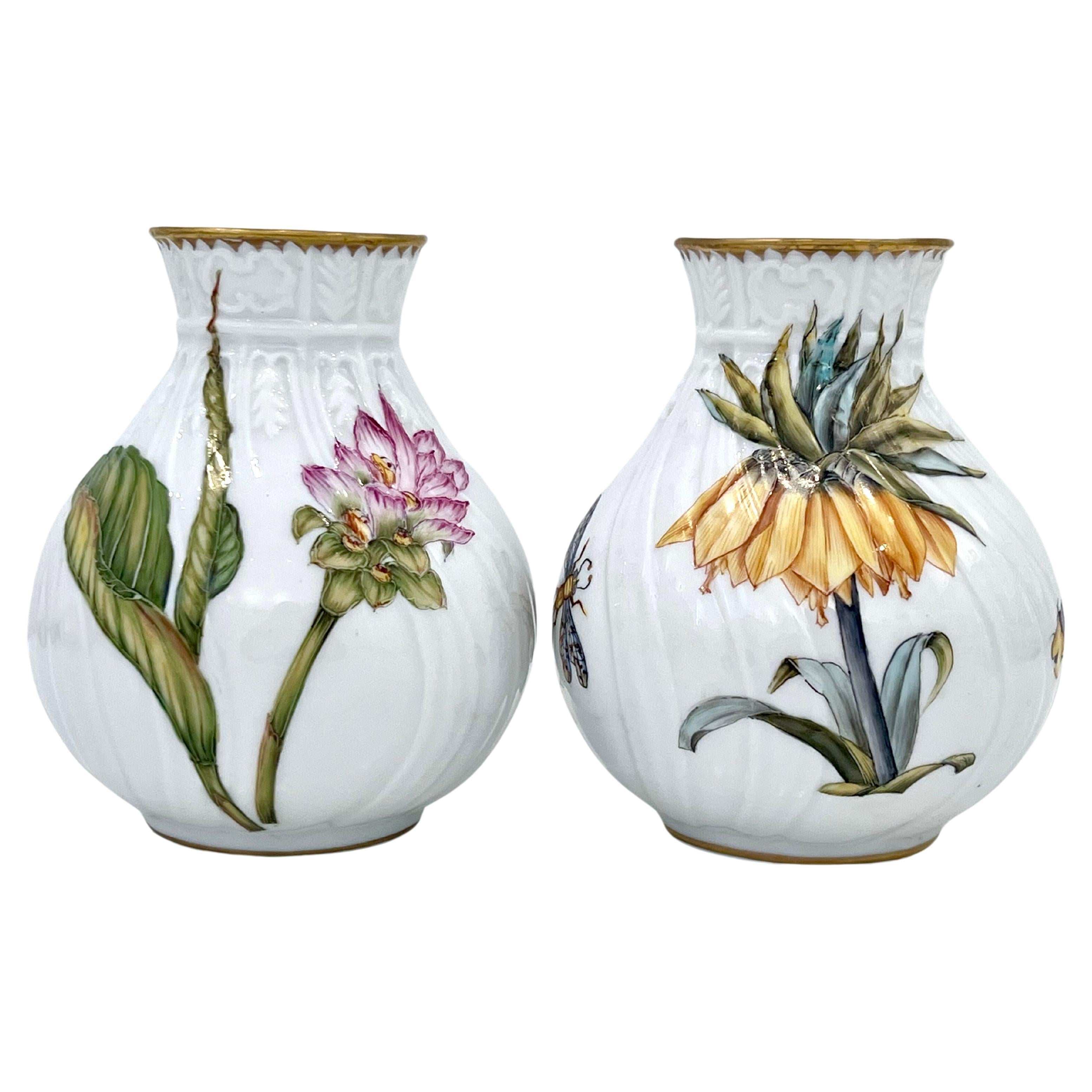 Hand Painted Porcelain Bud Vases Designed by Anna Weatherley For Sale