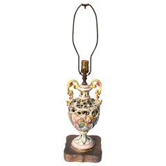 Hand Painted Porcelain Capo Di Monte Lamp of Bacchus, Italy, 19th Century, Italy