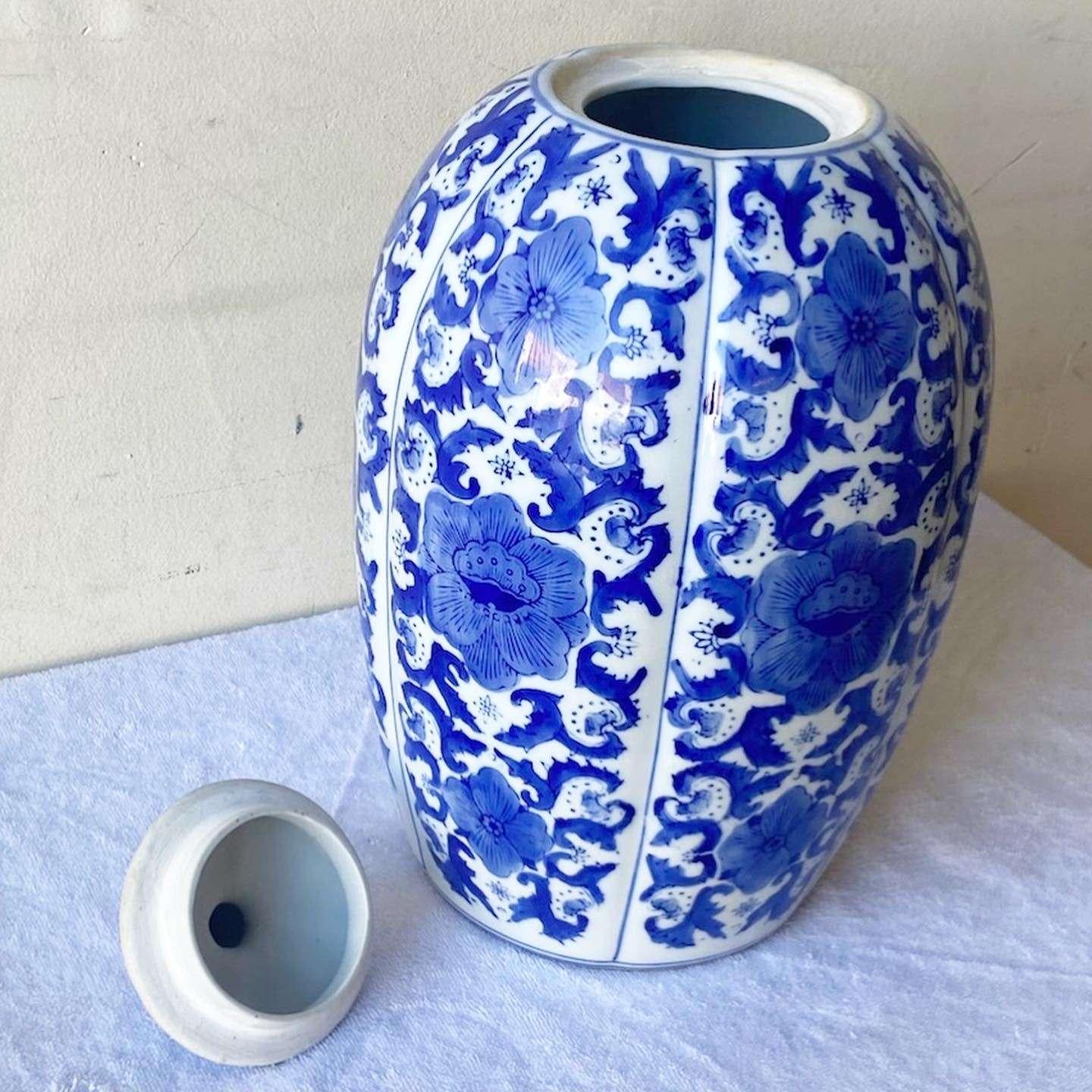 Late 20th Century Hand Painted Porcelain Chinese Ginger Vase For Sale