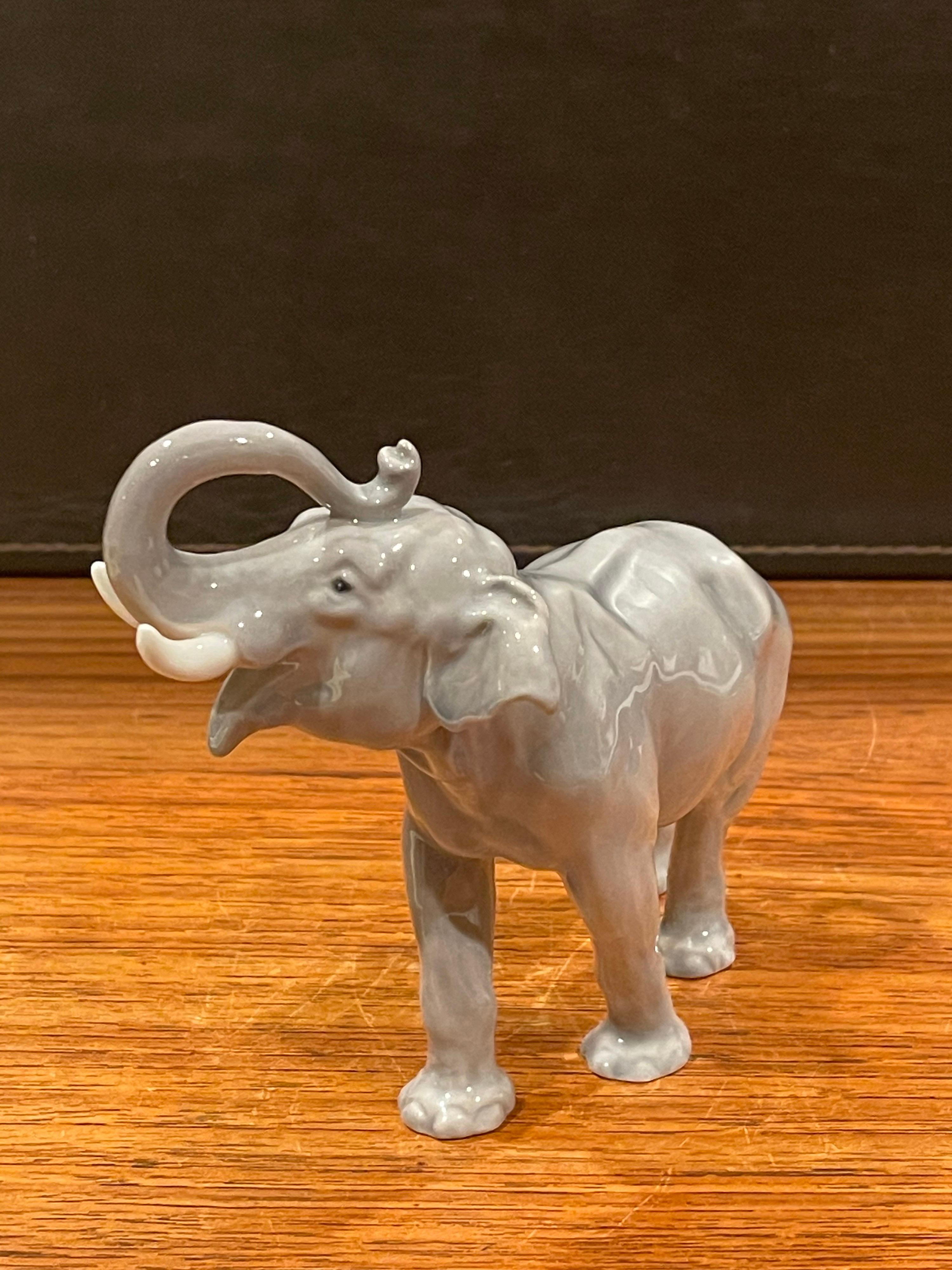 20th Century Hand Painted Porcelain Elephant Sculpture by Bing & Grondahl For Sale