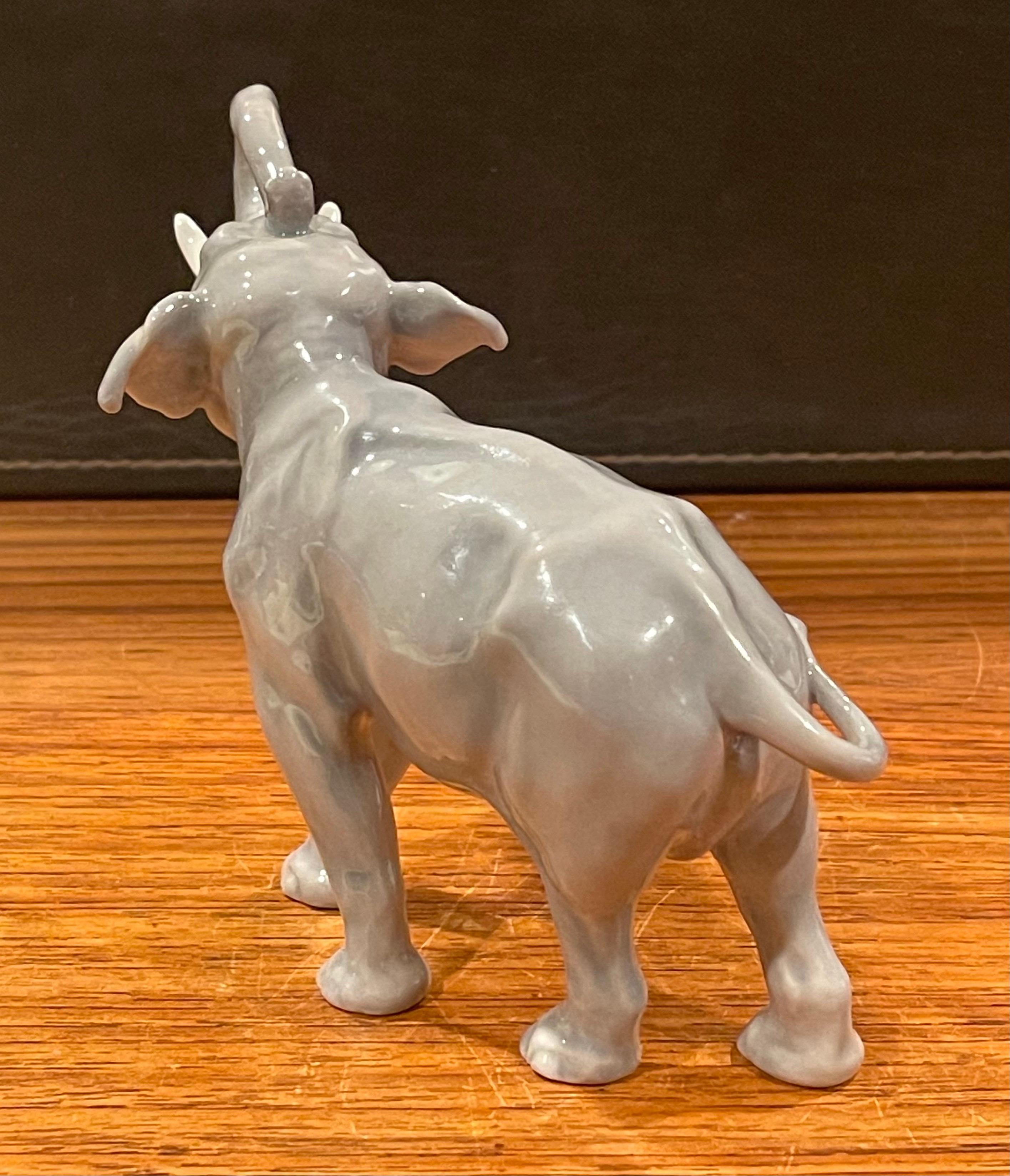 Danish Hand Painted Porcelain Elephant Sculpture by Bing & Grondahl For Sale