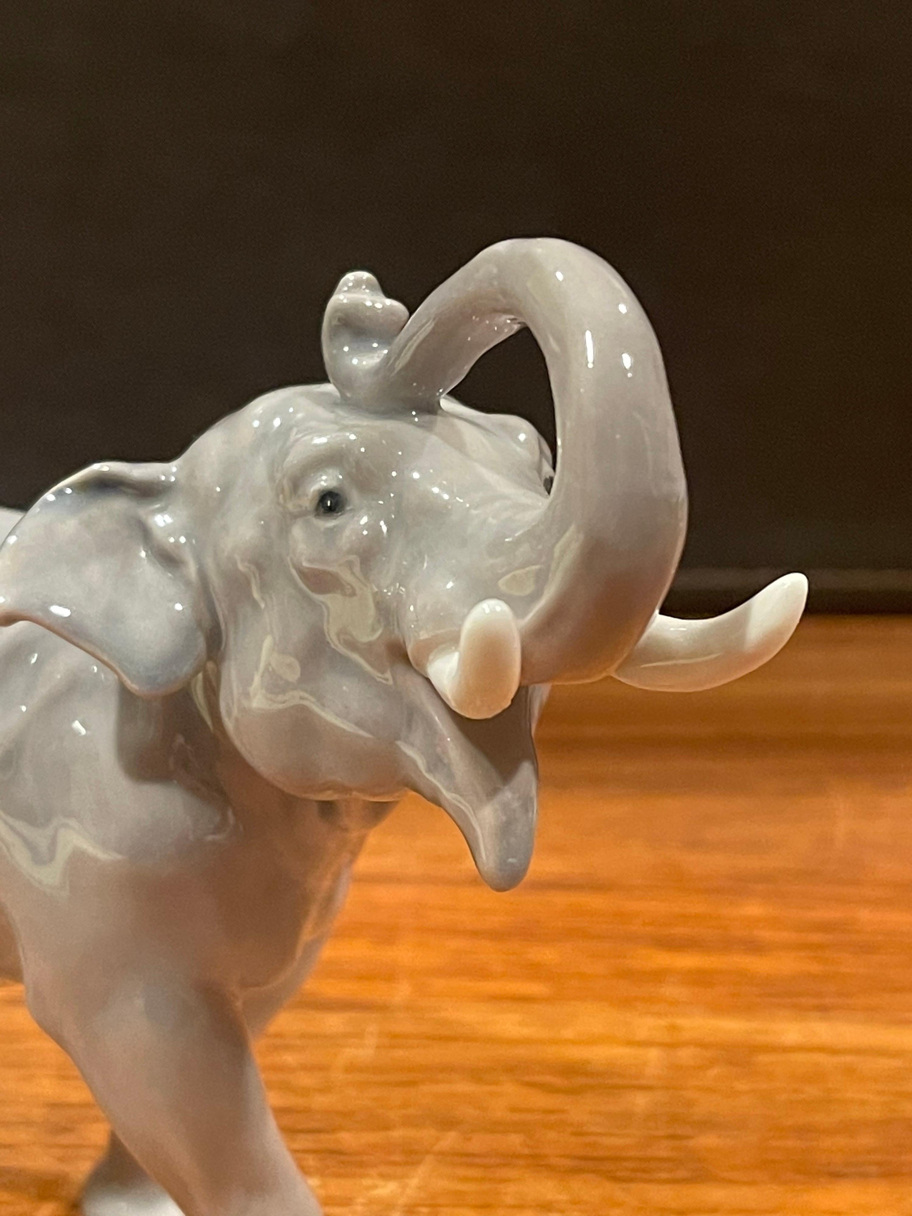 Hand-Painted Hand Painted Porcelain Elephant Sculpture by Bing & Grondahl For Sale
