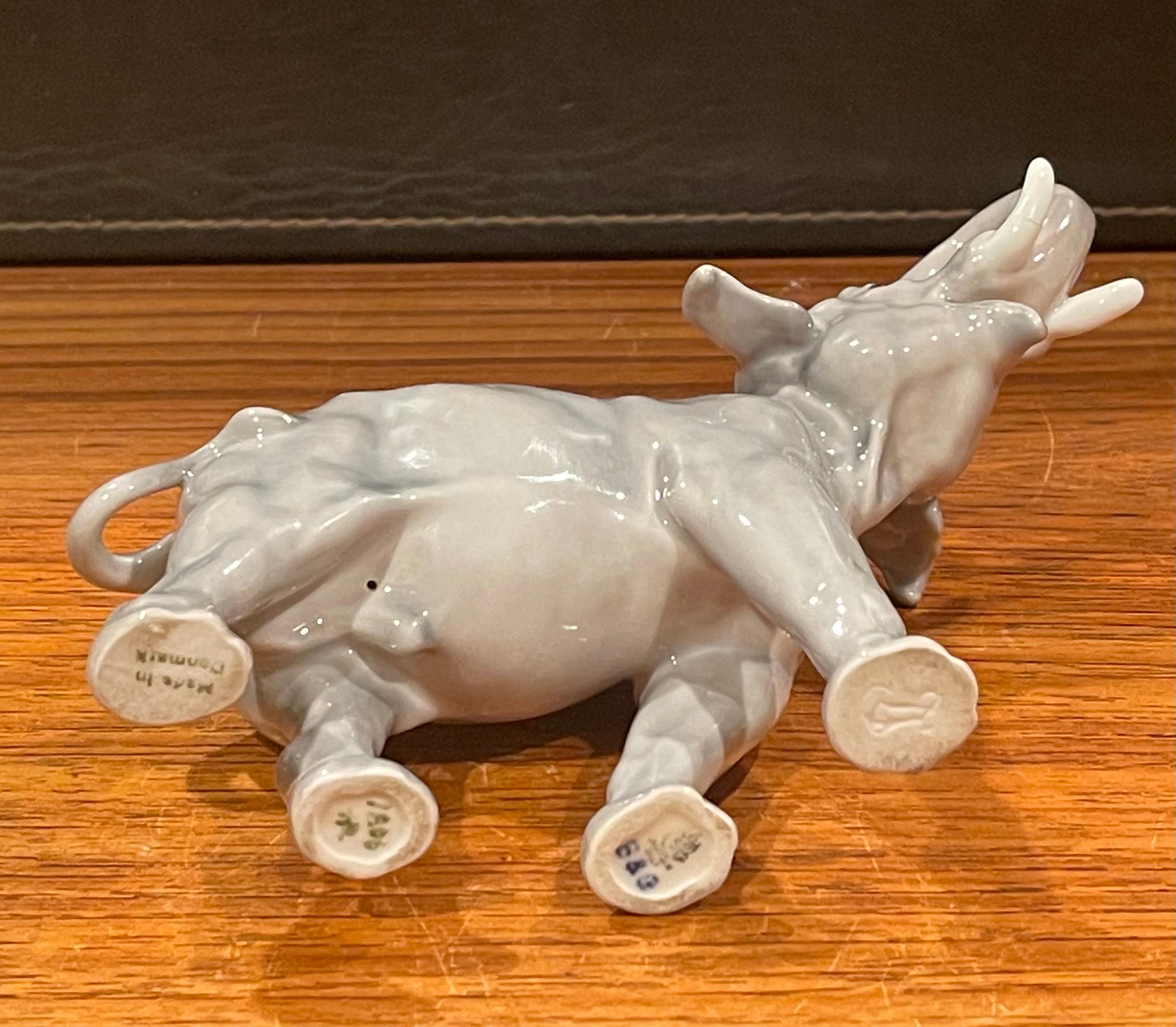Hand Painted Porcelain Elephant Sculpture by Bing & Grondahl In Good Condition For Sale In San Diego, CA