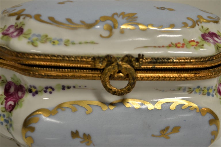 Hand Painted Porcelain Jewelry Box Made in France for Saks NY in 1907