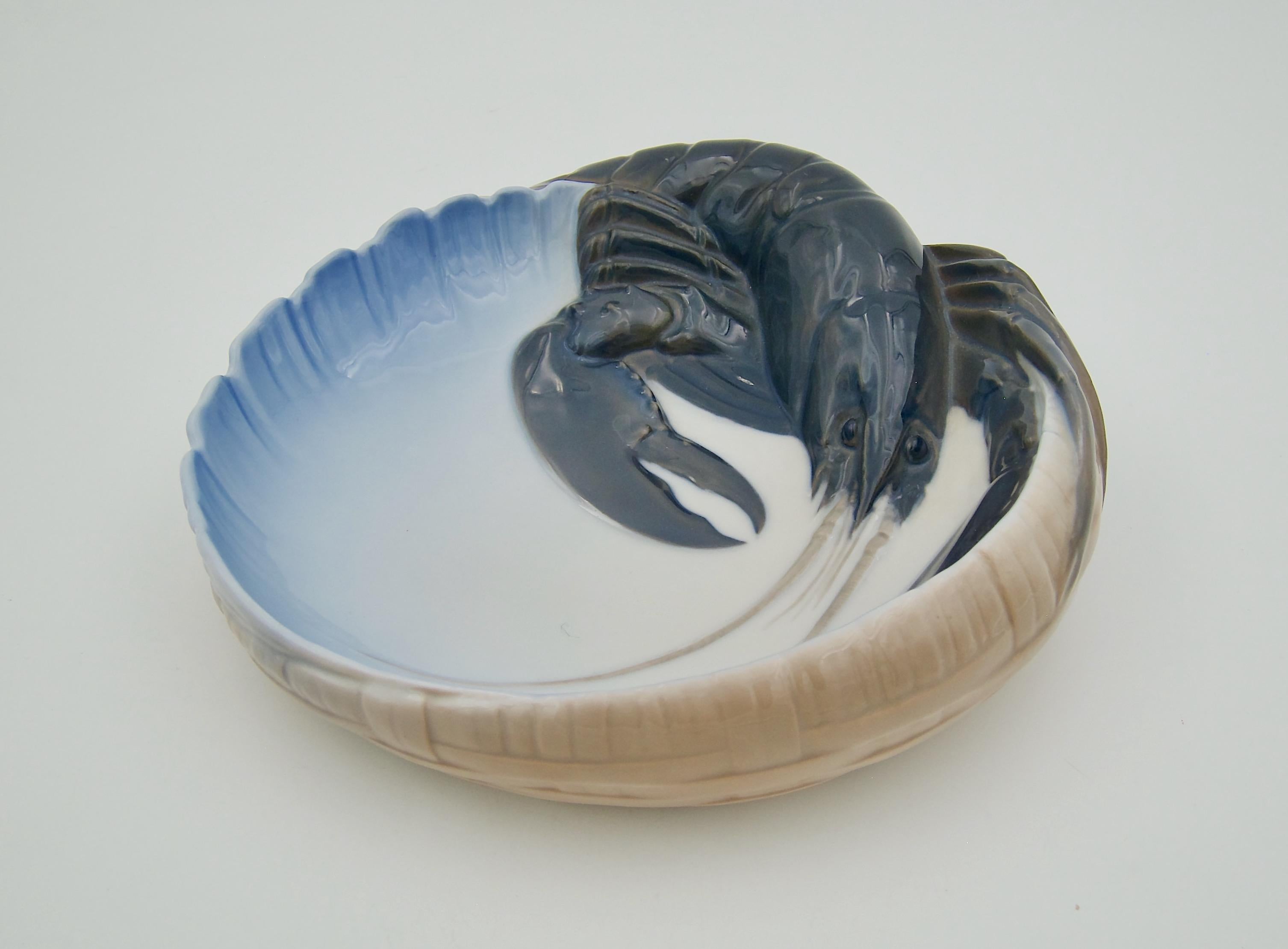 Danish Hand-Painted Porcelain Lobster Bowl from Royal Copenhagen of Denmark