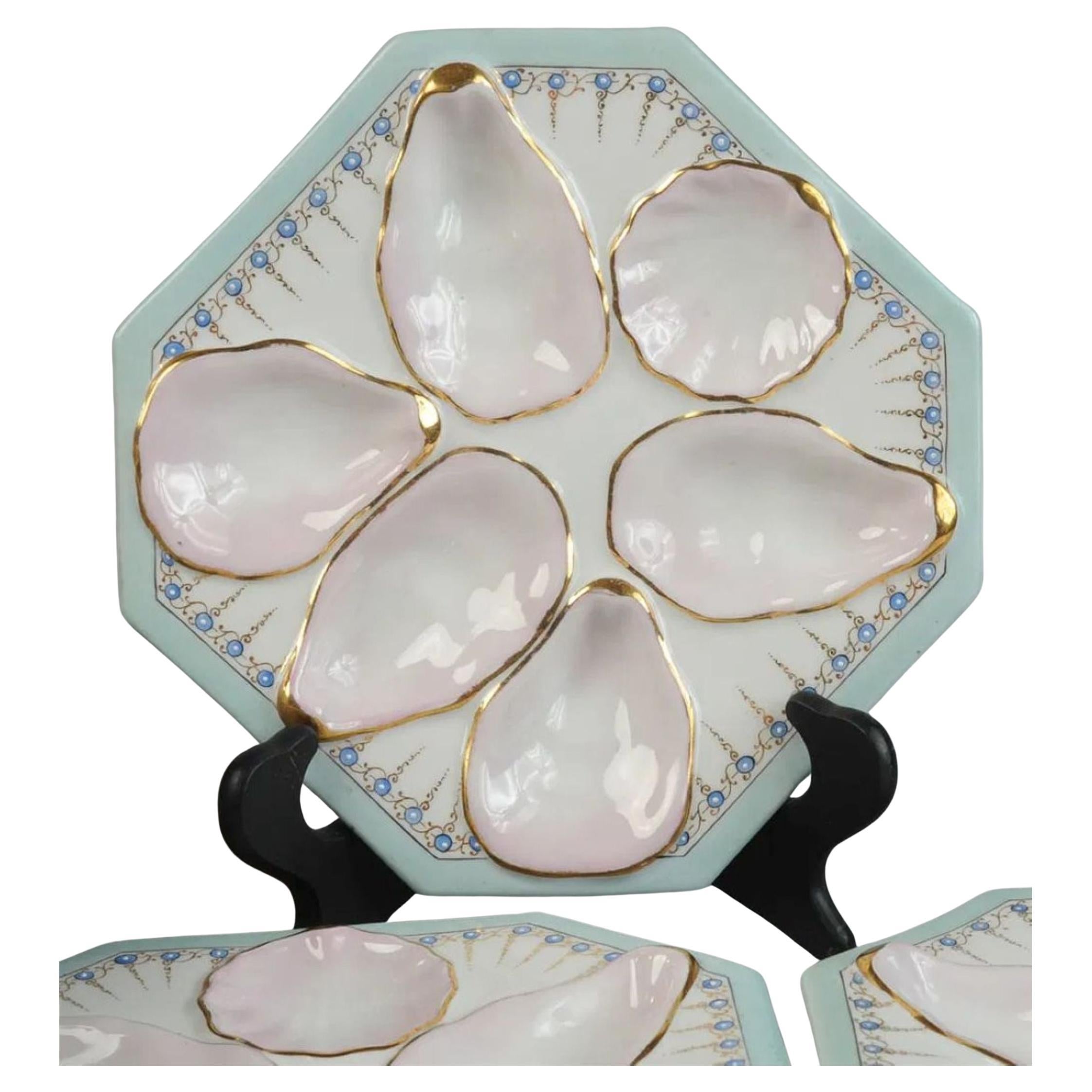 Hand Painted Porcelain Oyster Plate, Late 19th or Early 20th Century