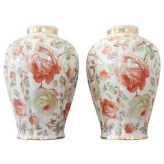 Vintage Hand Painted Porcelain Pair of Vase by Thomas Ivory Bavaria, 1948