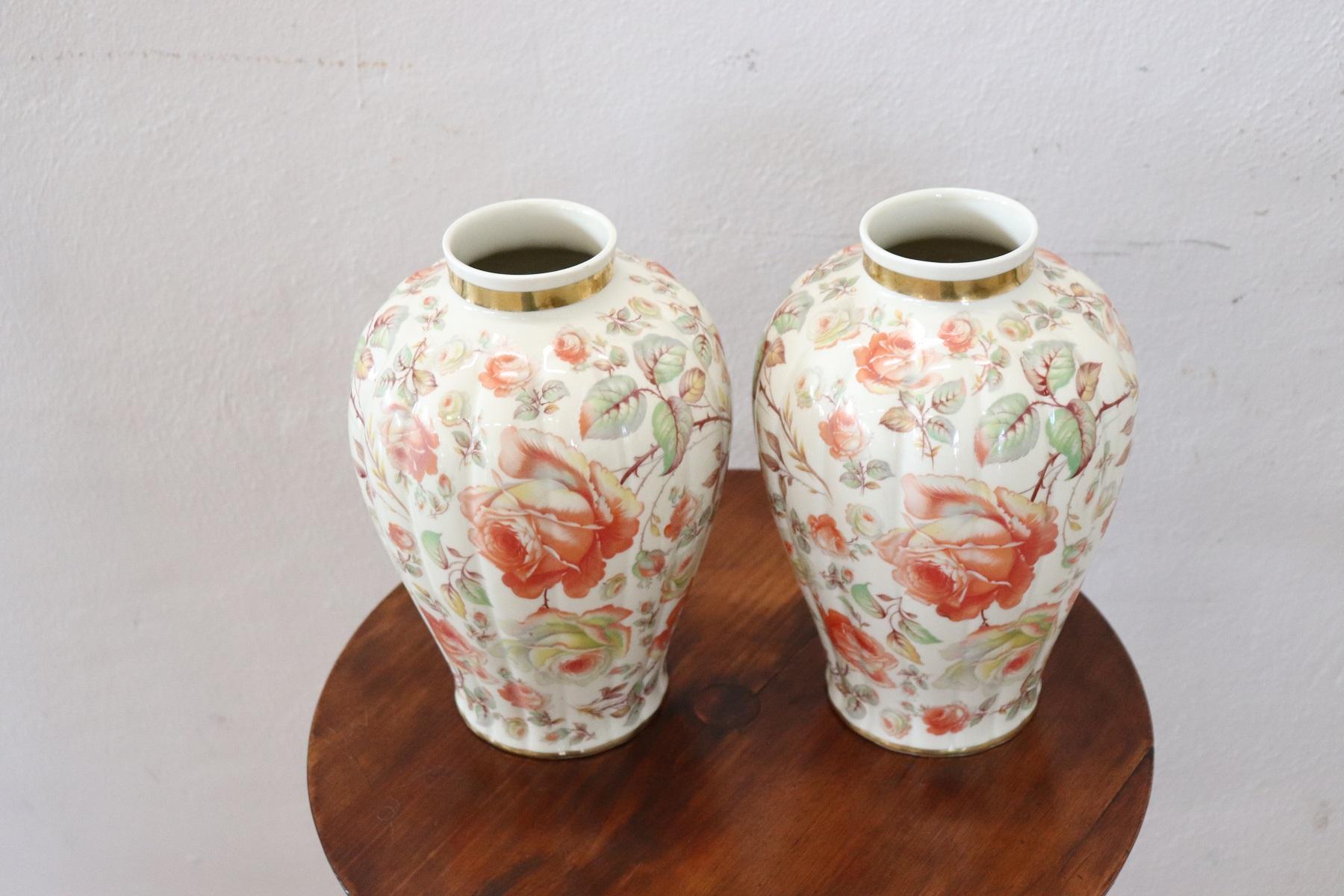 Hand Painted Porcelain Pair of Vase by Thomas Ivory Bavaria, 1948 1