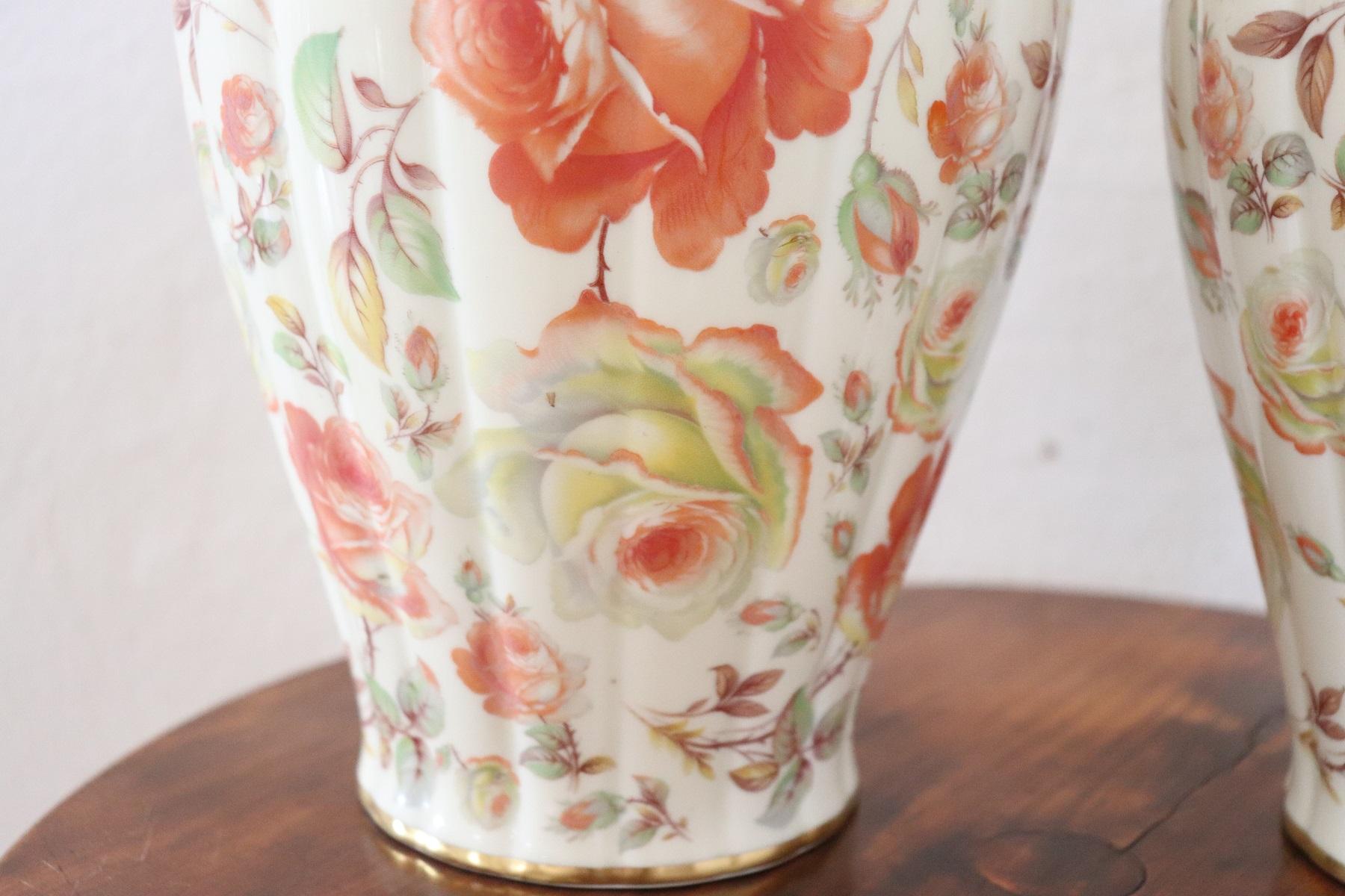 Hand-Painted Hand Painted Porcelain Pair of Vase by Thomas Ivory Bavaria, 1948