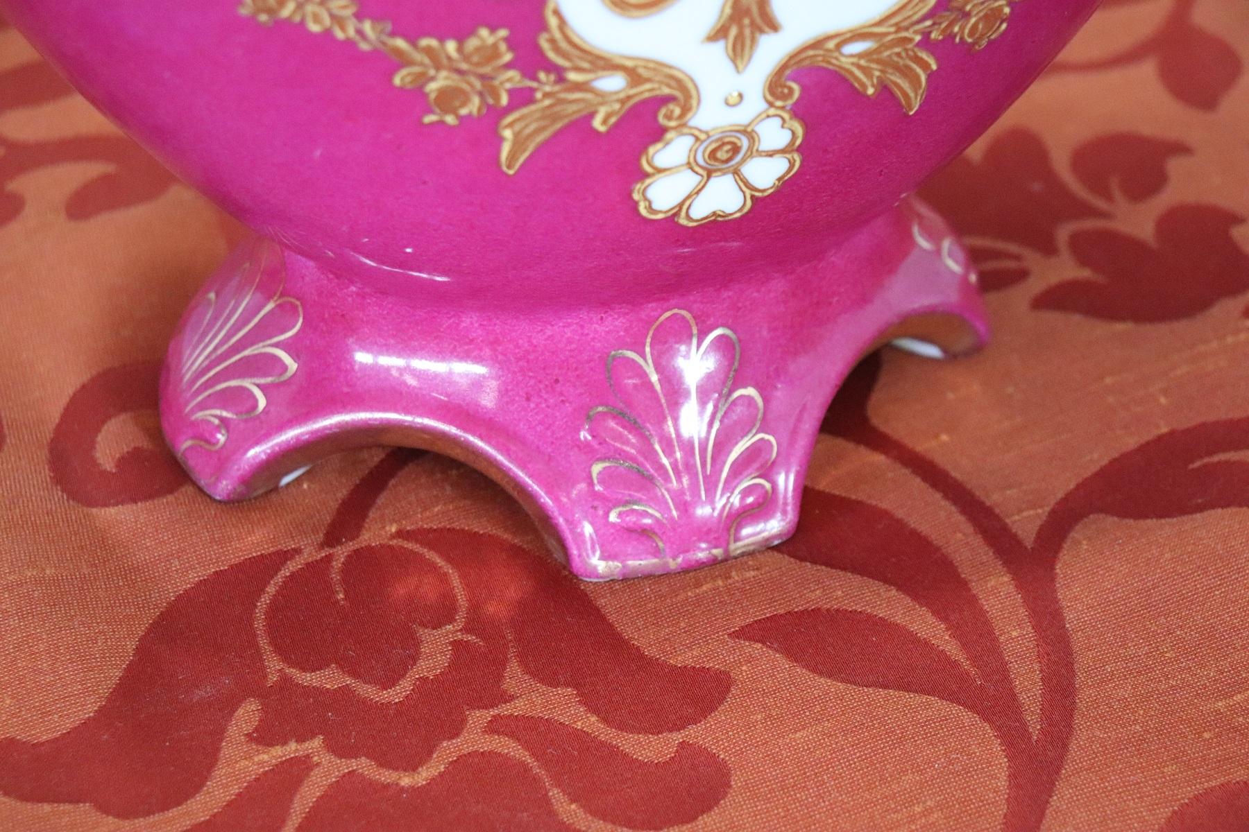 Austrian Hand Painted Porcelain Pair of Vase by Victoria Carlsbad Austria, 1895