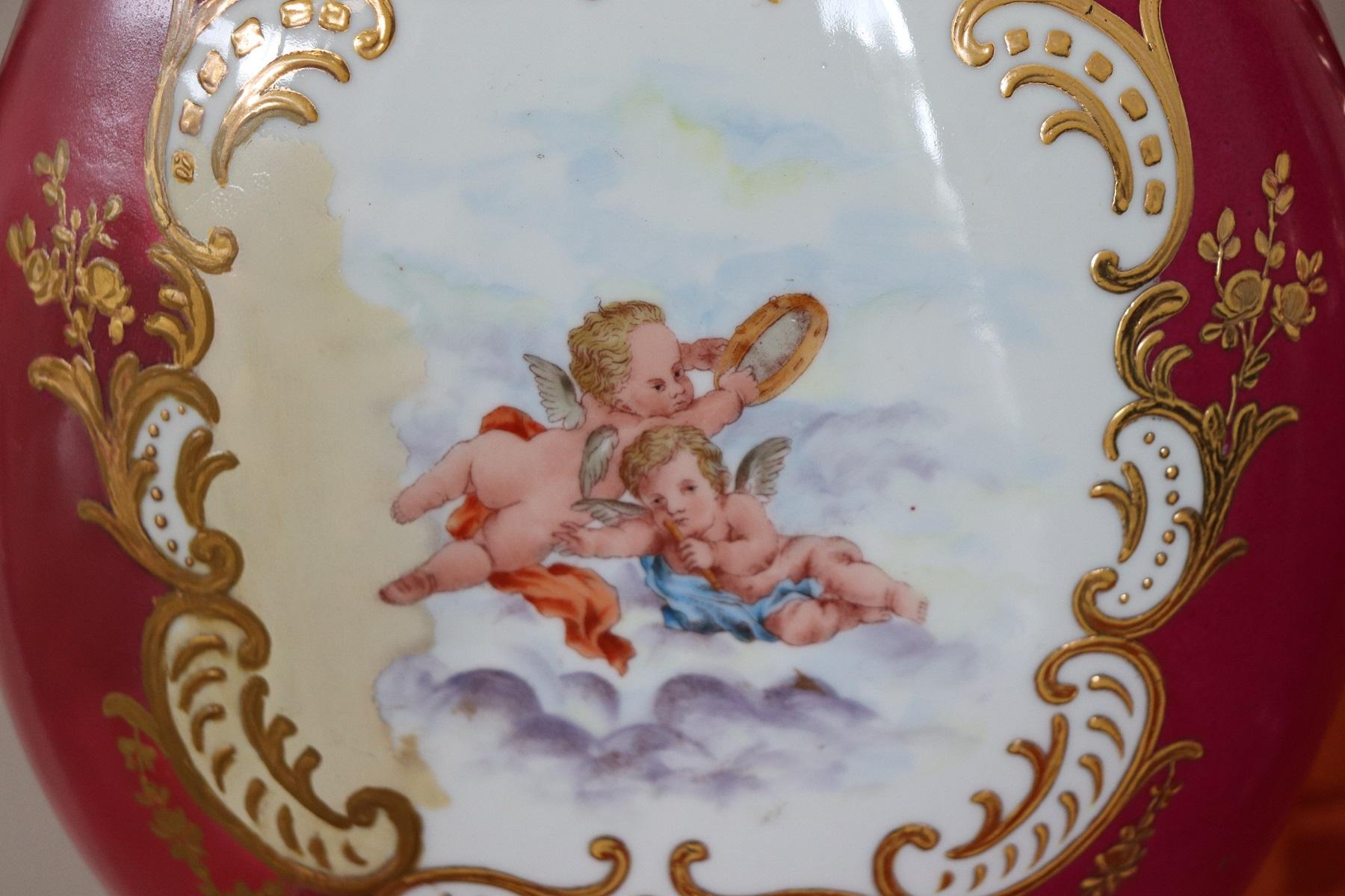Hand Painted Porcelain Pair of Vase by Victoria Carlsbad Austria, 1895 In Good Condition In Casale Monferrato, IT