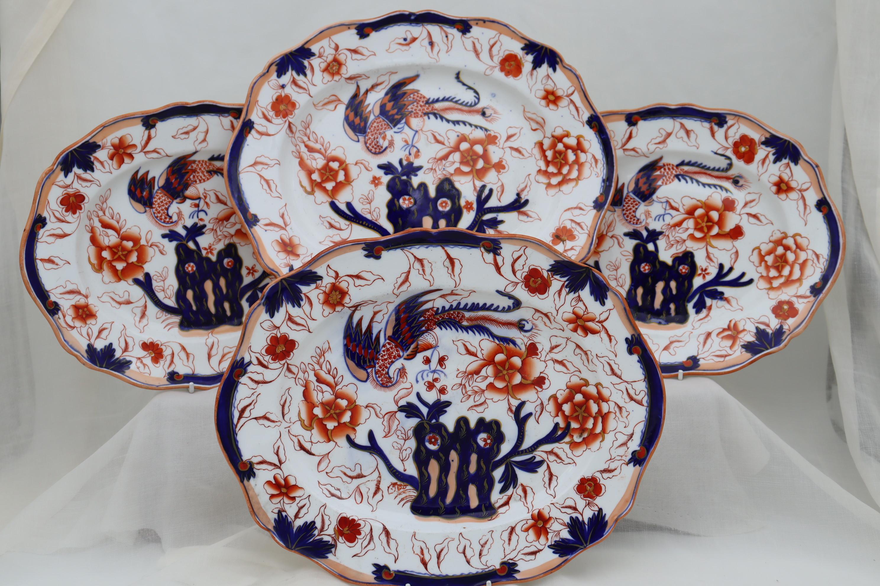 This twenty-three piece porcelain part dinner set consists of 2 larger platters measuring 320 x 26 mm (12.5 x 10.25 inches), 2 smaller platters measuring 285 x 238 mm (11.256 x 9.5 inches), 8 dinner plates 265 mm (10.5 inches) in diameter, 6 bowls