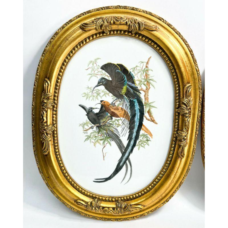 Hand painted porcelain plaque of birds, Signed, Carole Scott

Carole Scott (American 20th century) hand painted porcelain plaque of birds. Artist signed to the lower edge to one plaque. In a gilt wooden oval frame. Late 20th century.