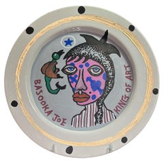 Hand-painted porcelain plate by Israeli artist Bazooka Joe