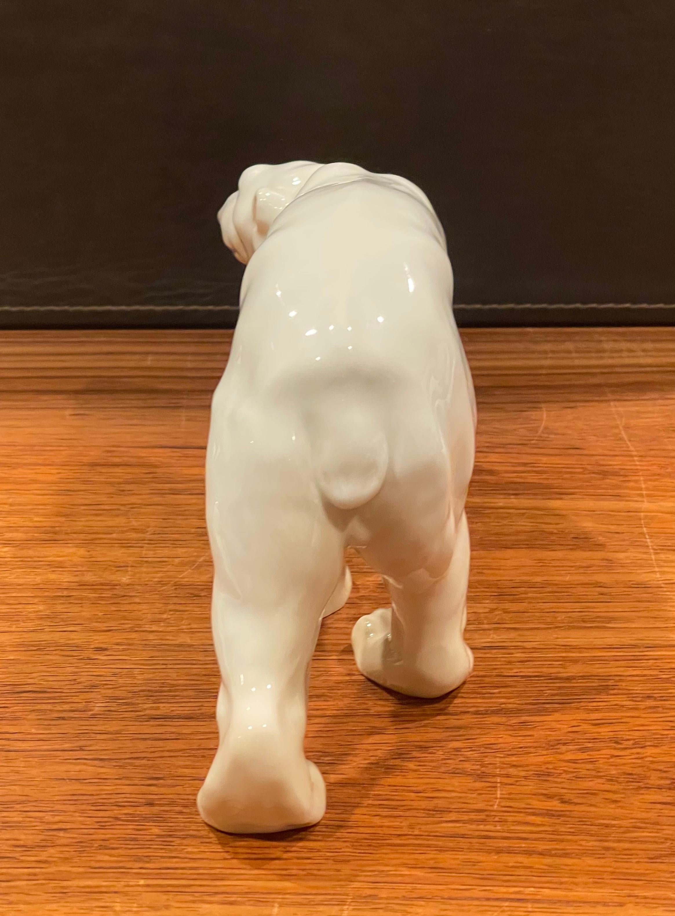 Mid-Century Modern Hand Painted Porcelain Polar Bear Sculpture by Bing & Grondahl For Sale