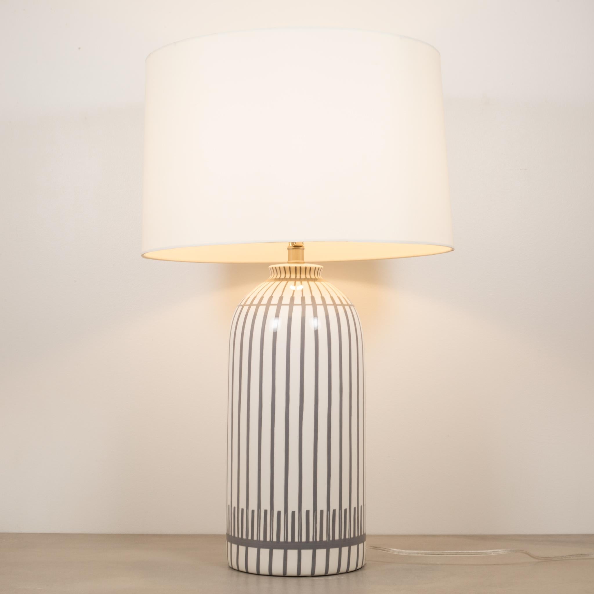 About

The Hoover Lamp is a subtle artisan work of art. The porcelain Hoover becomes functional art with its white and dove gray finish, hand painted patterns that evoke a sense of warmth and comfort. Topped with an ivory microfiber drum shade and