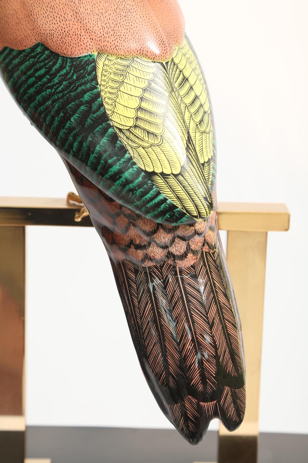 Gilt Hand Painted Porcelain Toucan Designed by Mangani