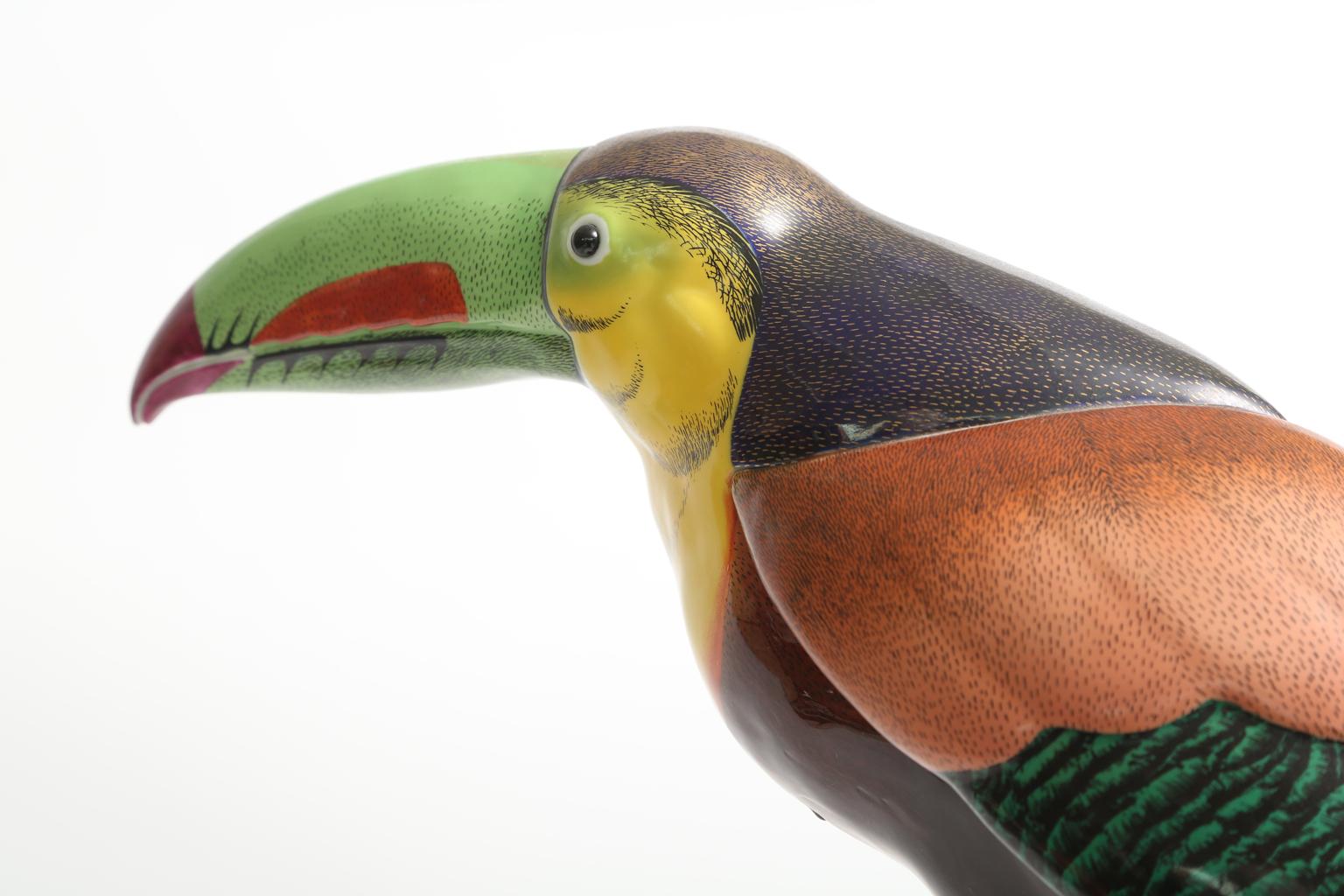 Hand Painted Porcelain Toucan Designed by Mangani In Good Condition In West Palm Beach, FL