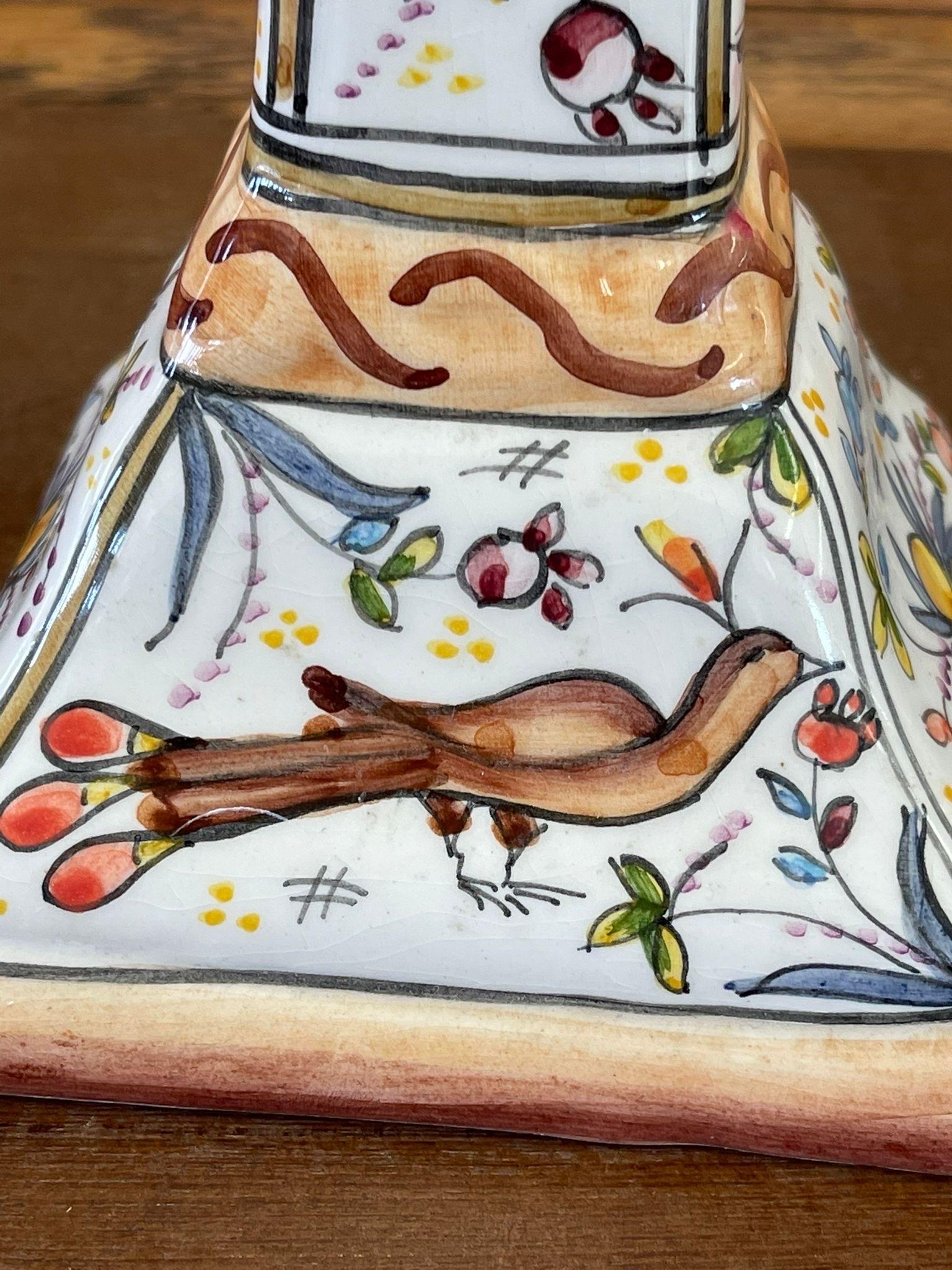 Hand Painted Portuguese Candle Holder In Good Condition For Sale In Seattle, WA