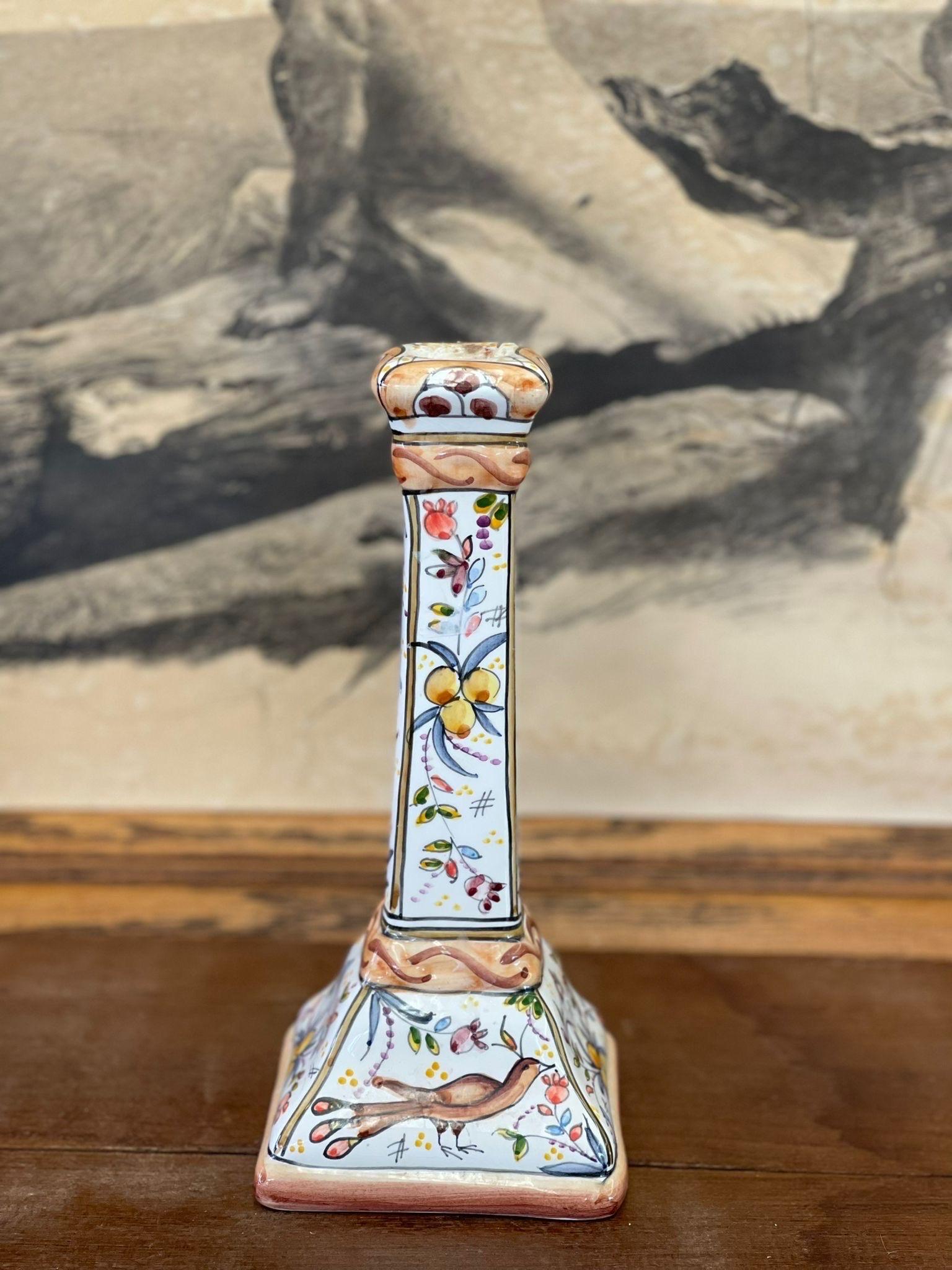 Hand Painted Portuguese Candle Holder For Sale at 1stDibs