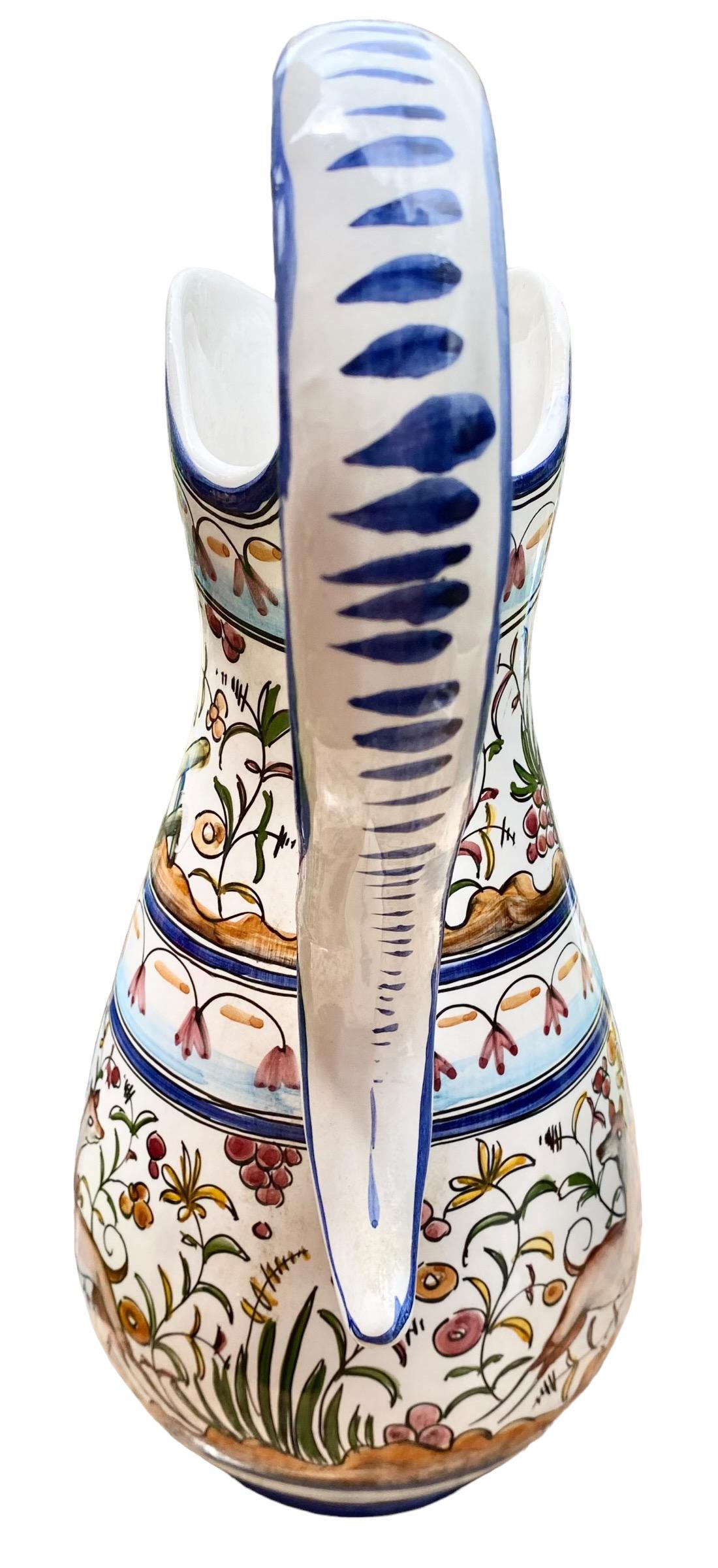 Hand Painted Portuguese Faience Water Pitcher 4