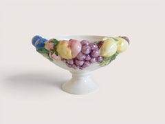 Handbemalte Majolika-Obstschale als Tischdekoration, Portugal, 1970er Jahre