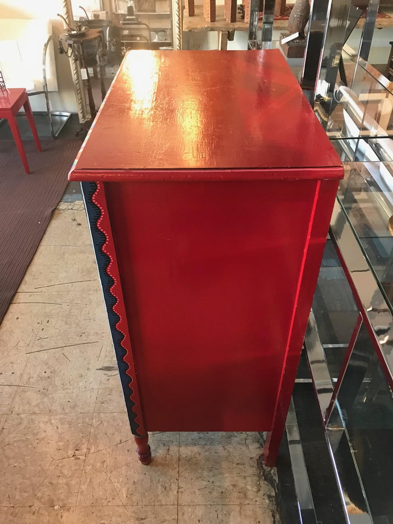 Hand Painted Postmodern Memphis Style Dresser at 1stDibs
