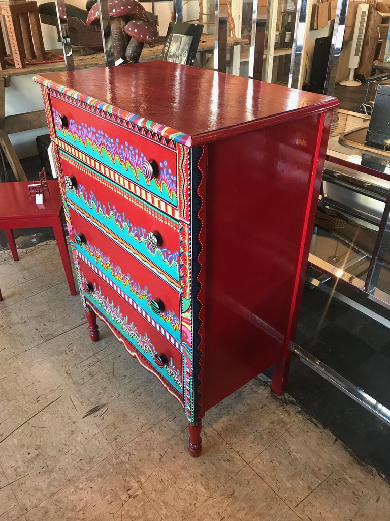 Hand Painted Postmodern Memphis Style Dresser at 1stDibs