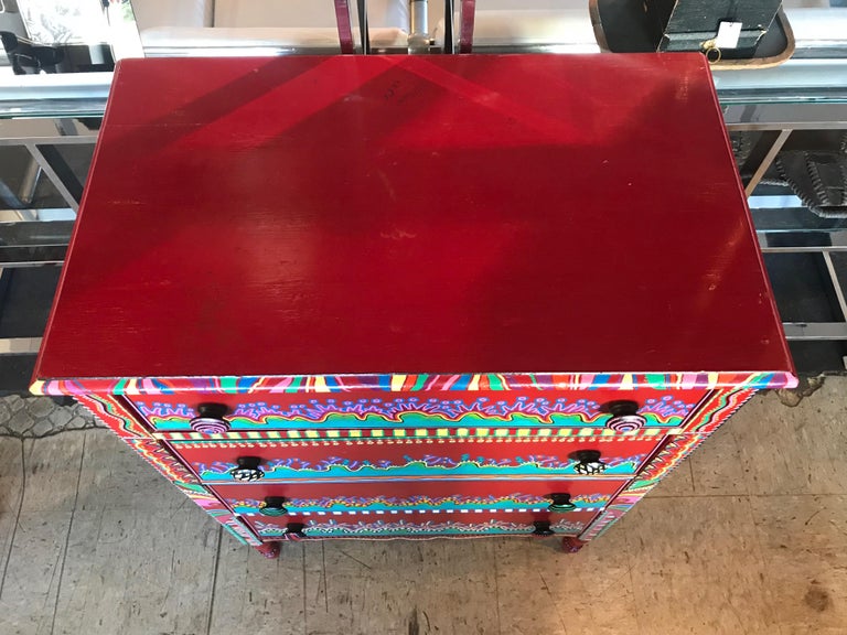 Hand Painted Postmodern Memphis Style Dresser at 1stDibs