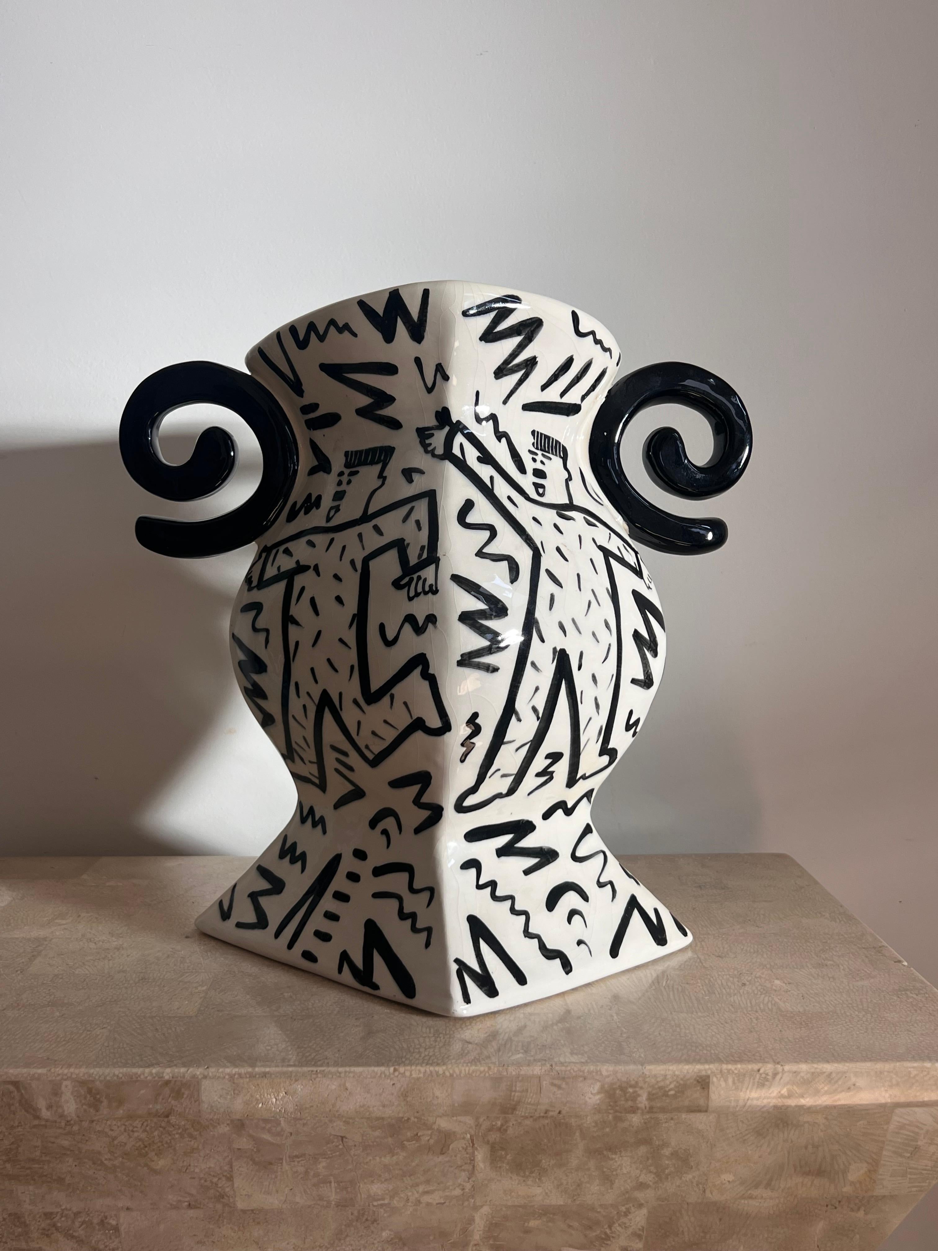 Hand-painted postmodern vase by Jiri Bures, late 20th century For Sale 2