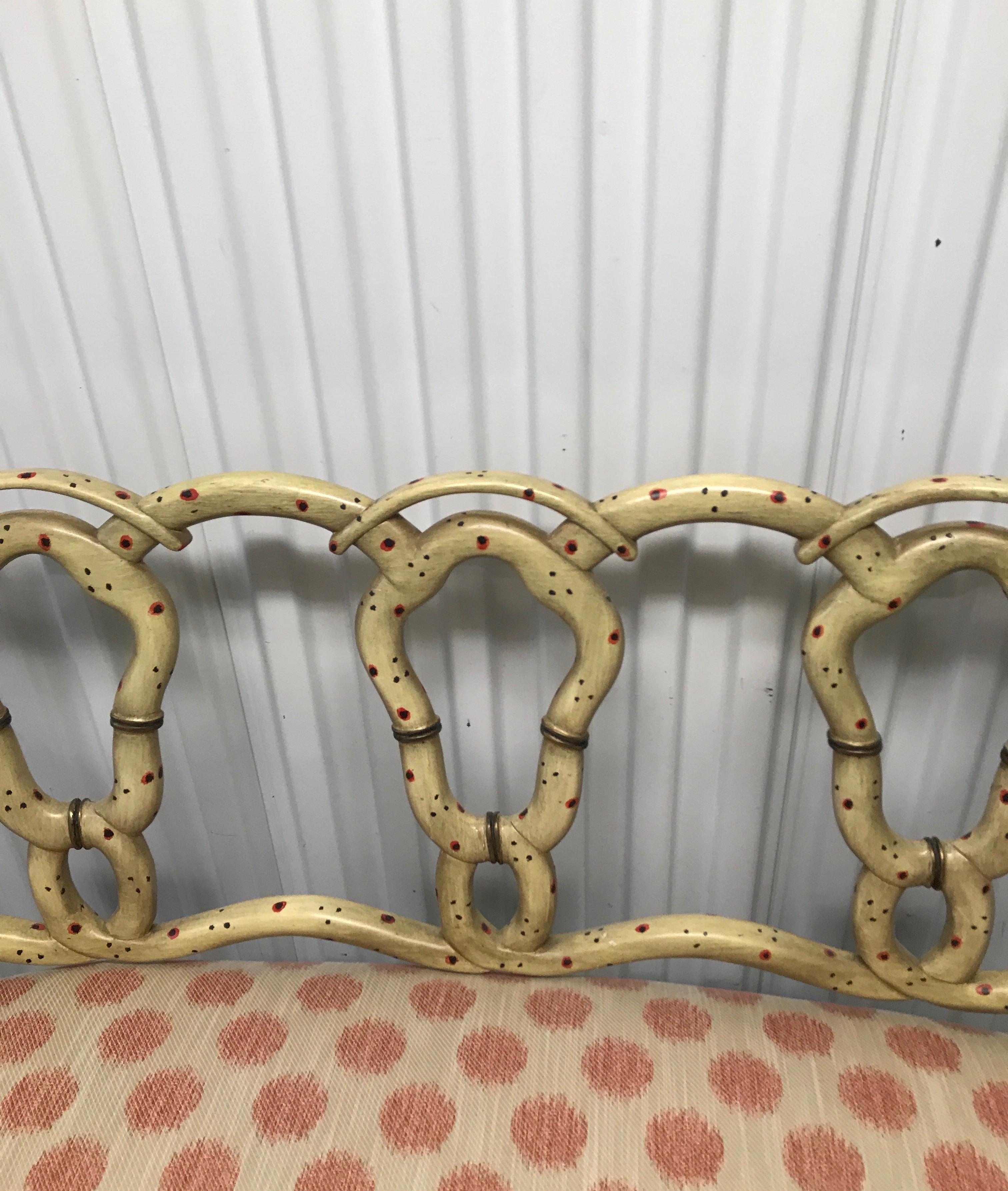 Hand Painted Pretzel Back Settee In Good Condition In West Palm Beach, FL