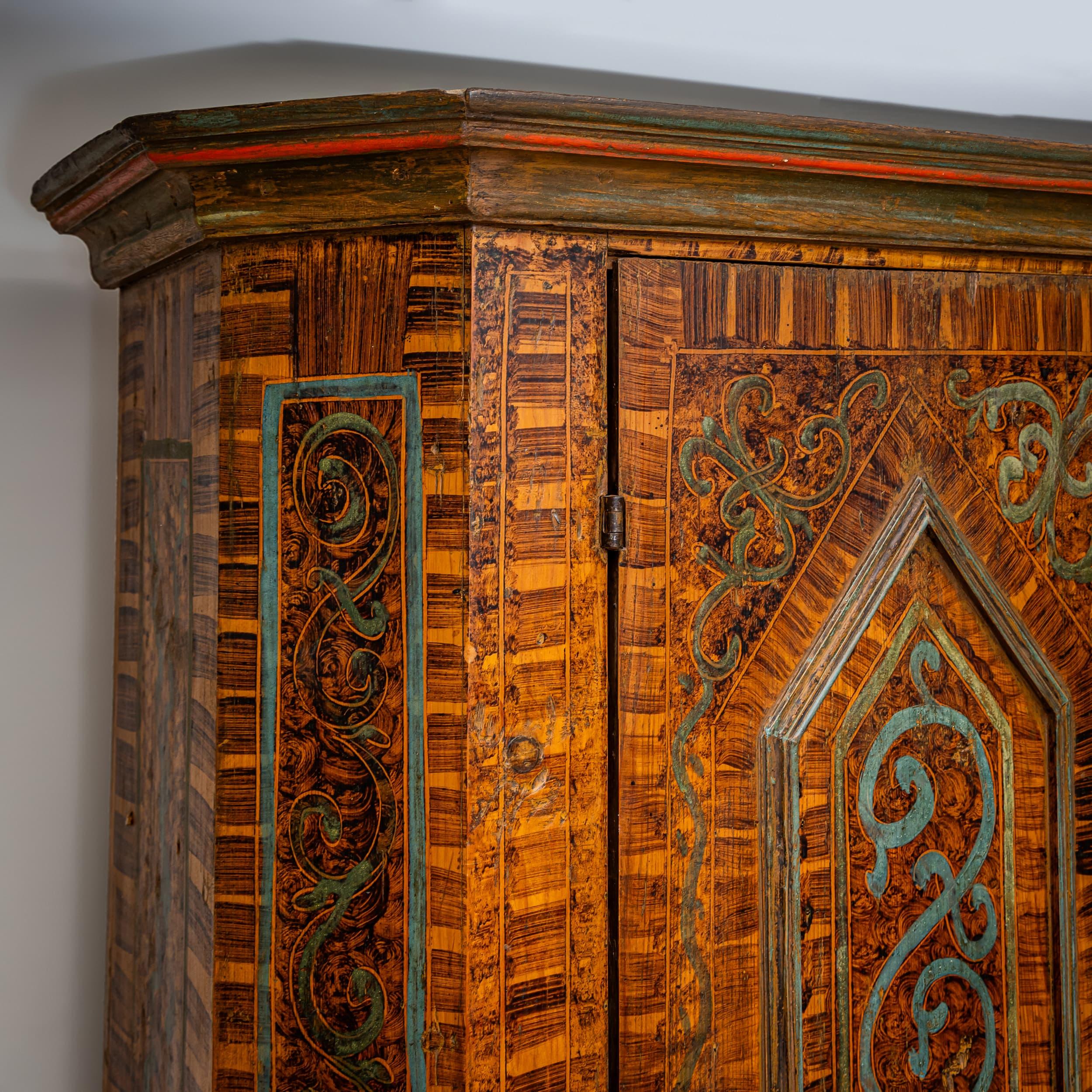 Armoire provinciale dipinto a mano, Germania meridionale, fine del XVIII secolo in vendita 2