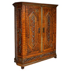 Armoire provinciale dipinto a mano, Germania meridionale, fine del XVIII secolo