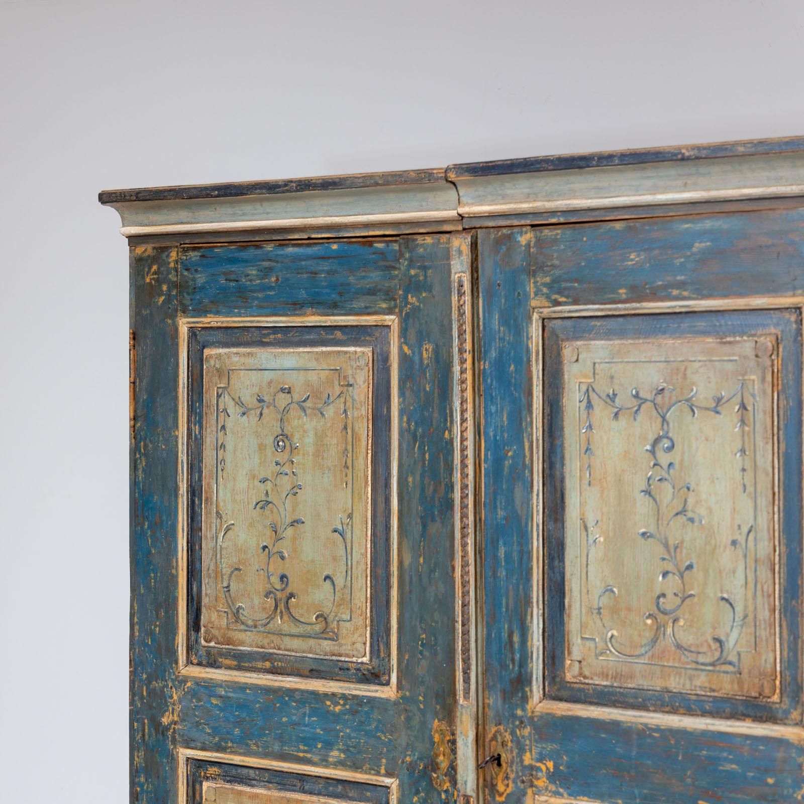 Painted Hand-painted Provincial Cabinet, Late 18th Century For Sale