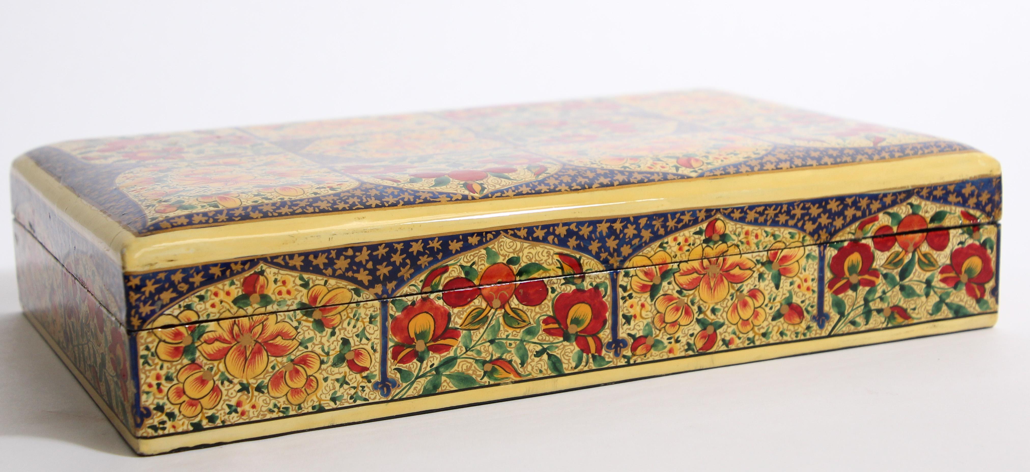 Hand Painted Rajasthani Lacquer Decorative Box For Sale 10
