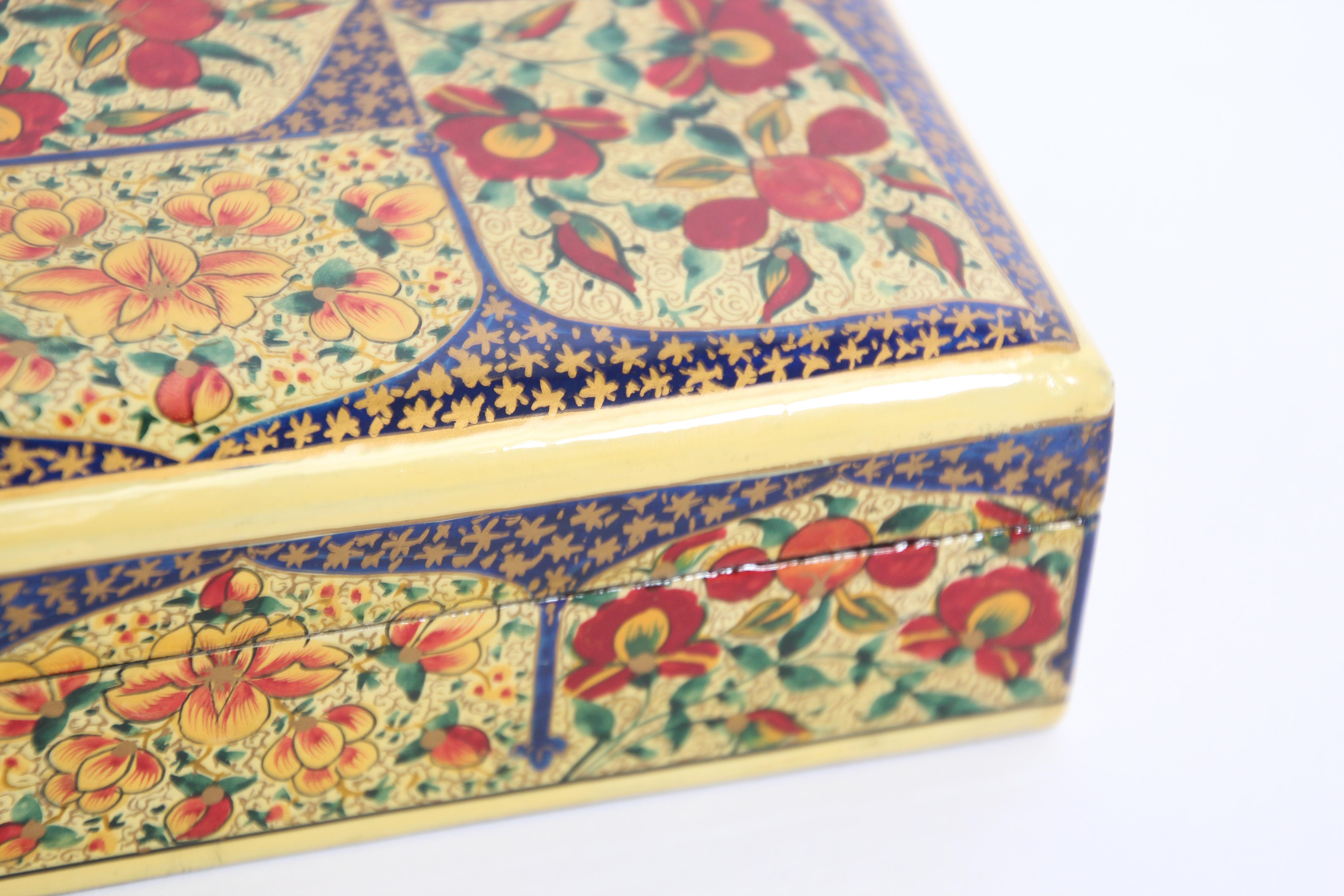 Hand Painted Rajasthani Lacquer Decorative Box For Sale 13