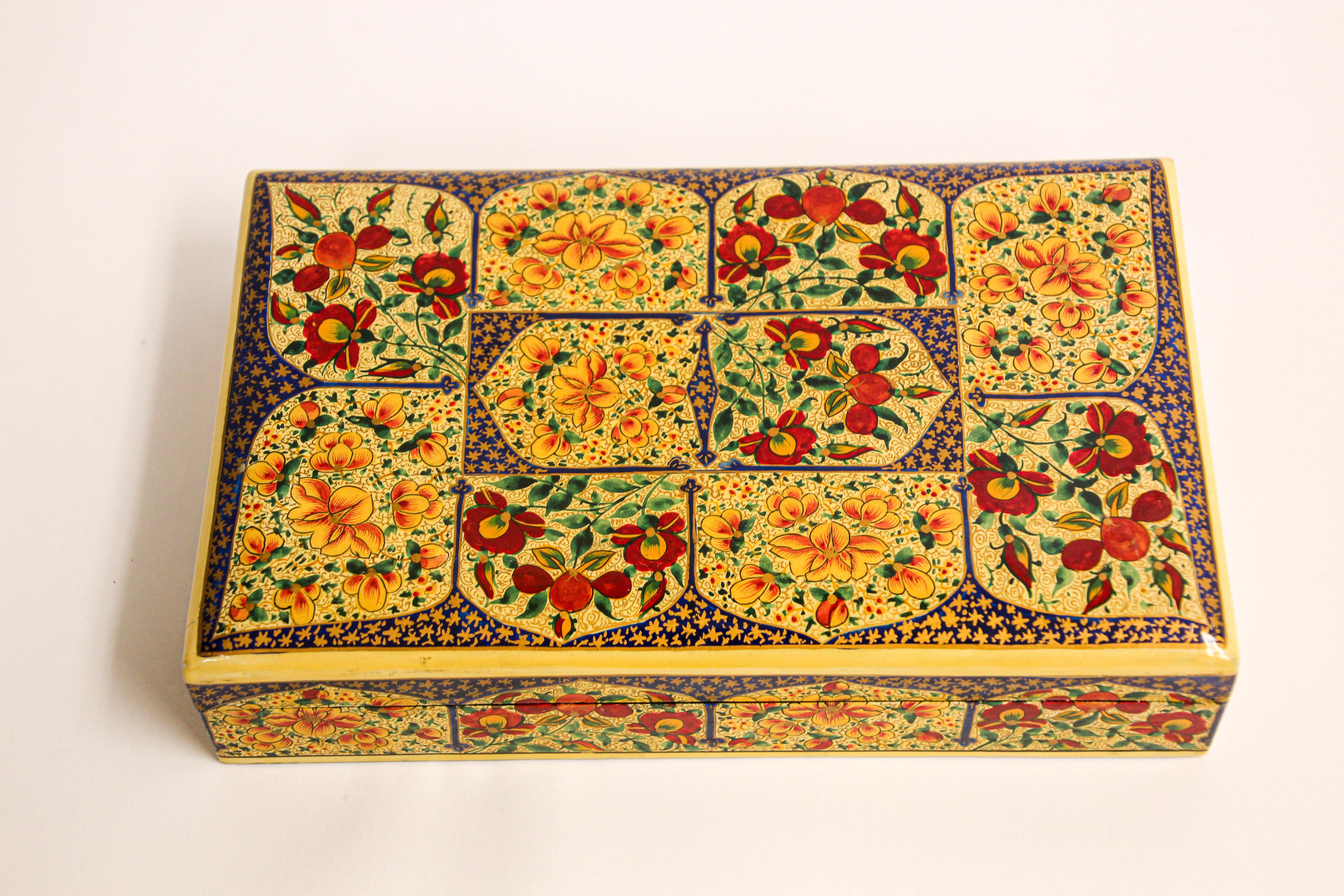 Hand-Painted Hand Painted Rajasthani Lacquer Decorative Box For Sale