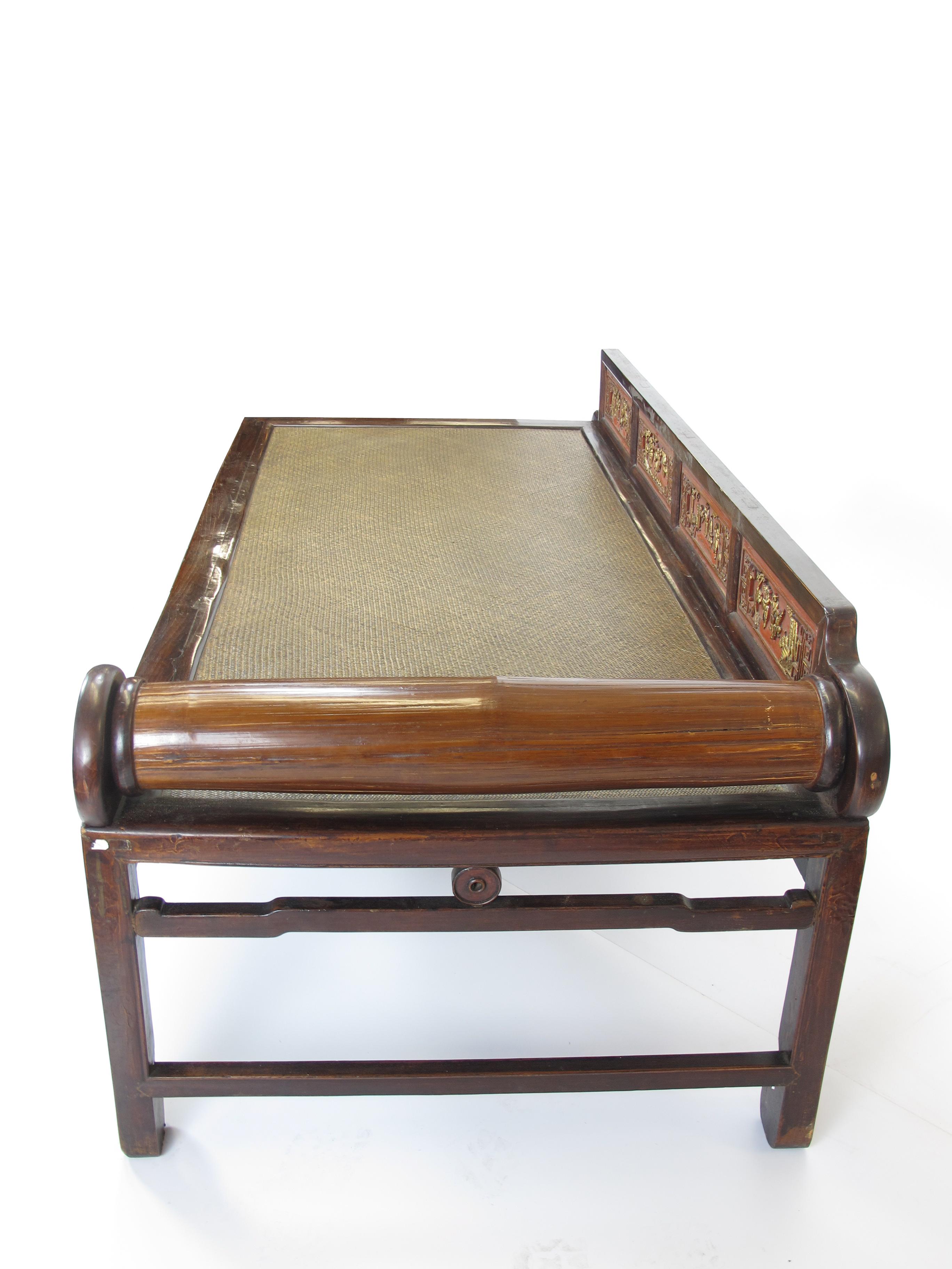 Chinese Export Hand Painted Rattan Daybed For Sale